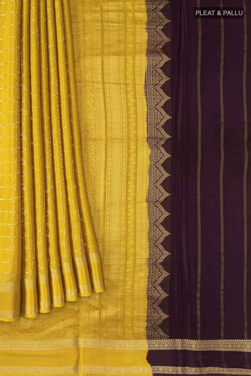 Yellow Mysore Crepe Saree
