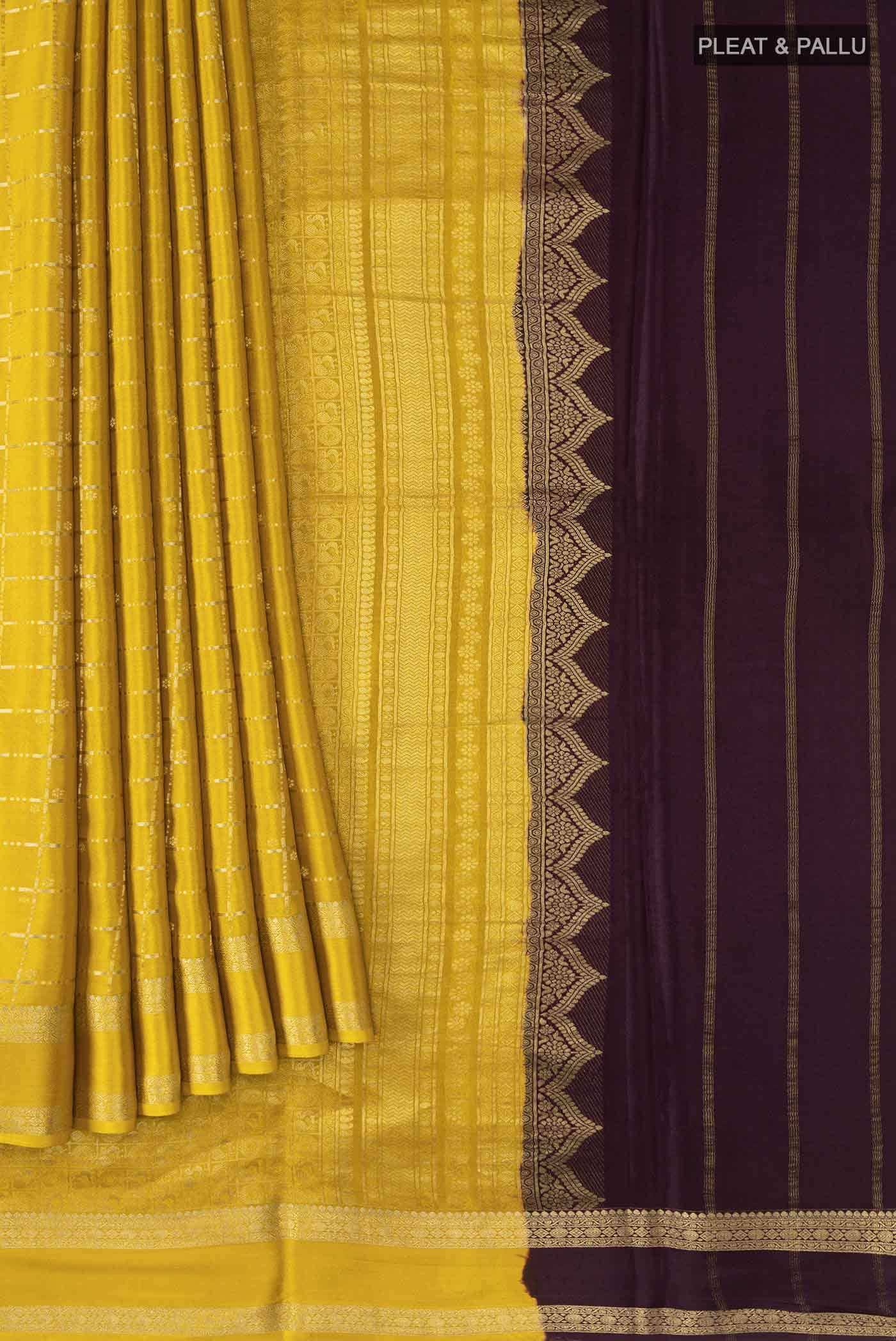 Yellow Mysore Crepe Saree