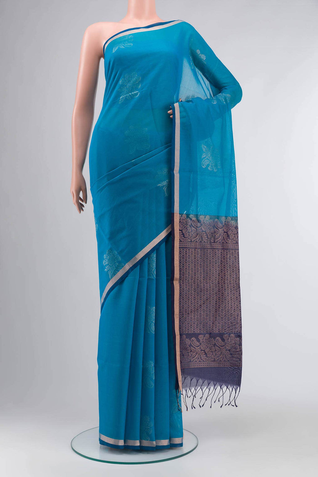 Blue Silk Cotton Saree