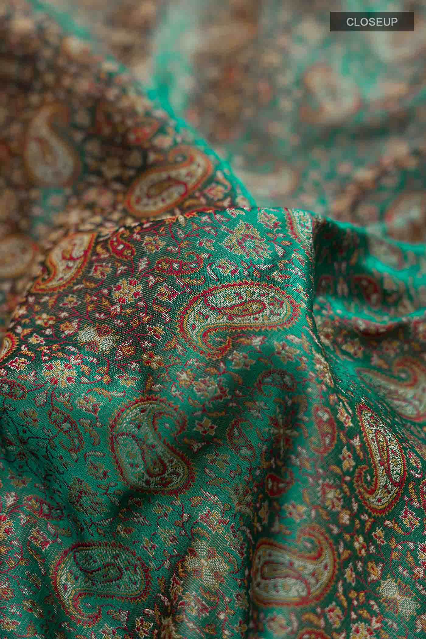 Green Banarasi Tanchoi Silk Saree