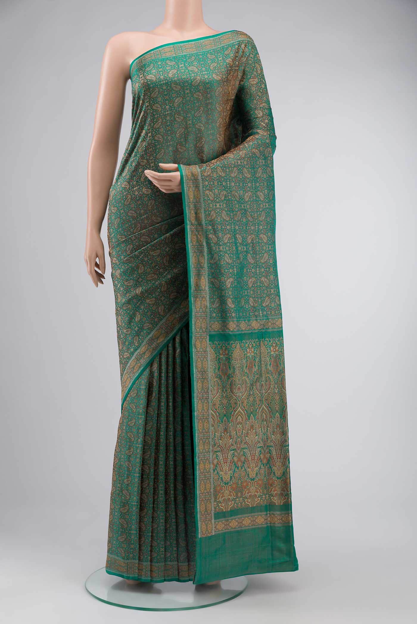 Green Banarasi Tanchoi Silk Saree