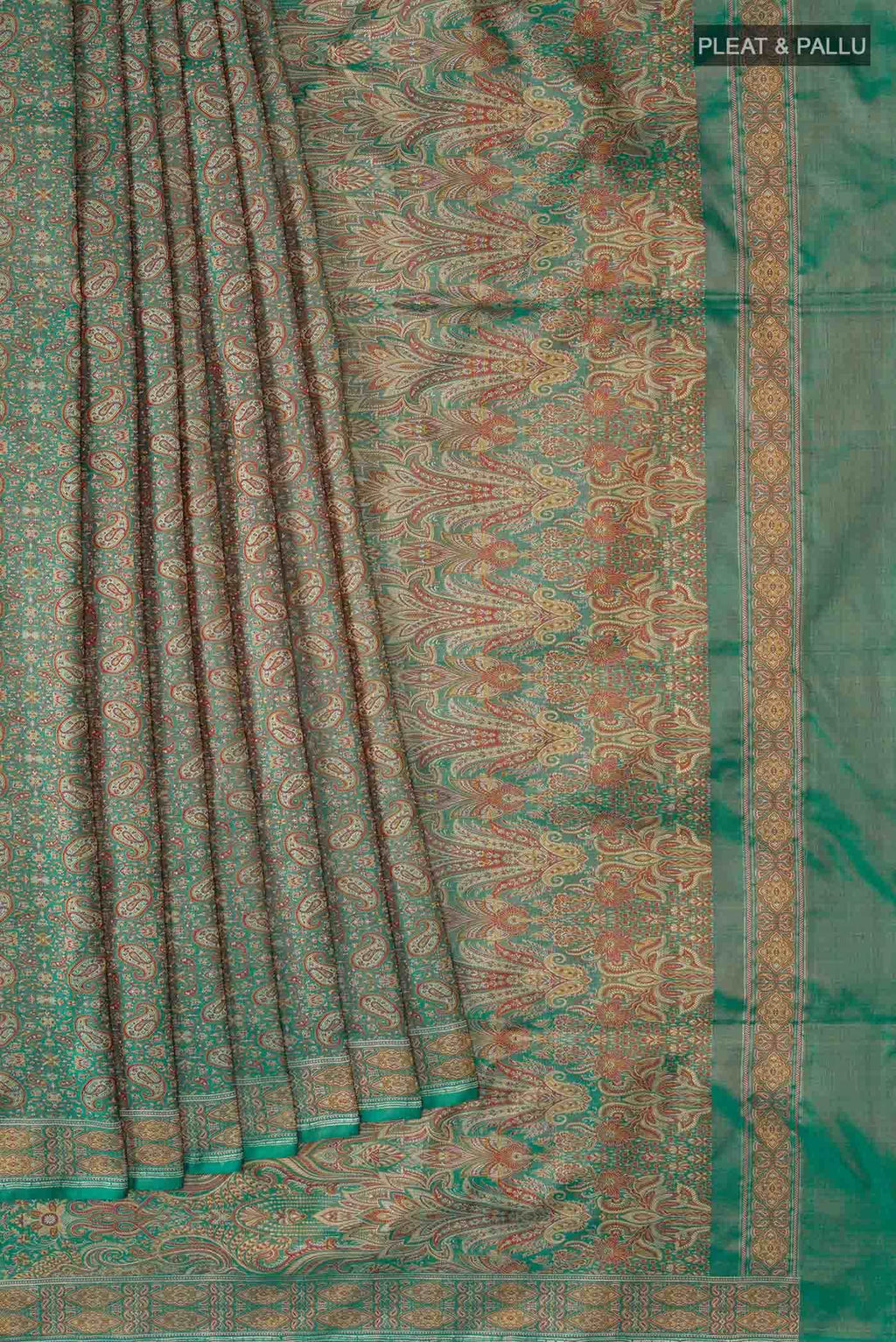 Green Banarasi Tanchoi Silk Saree
