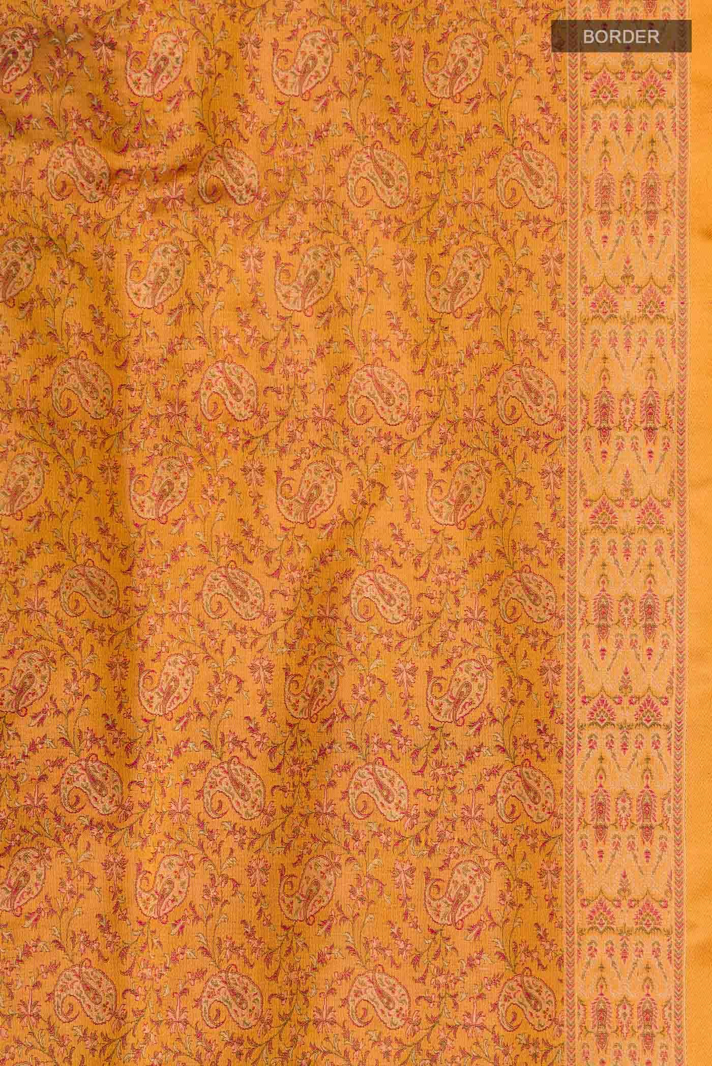 Mustard Banarasi Tanchoi Silk Saree