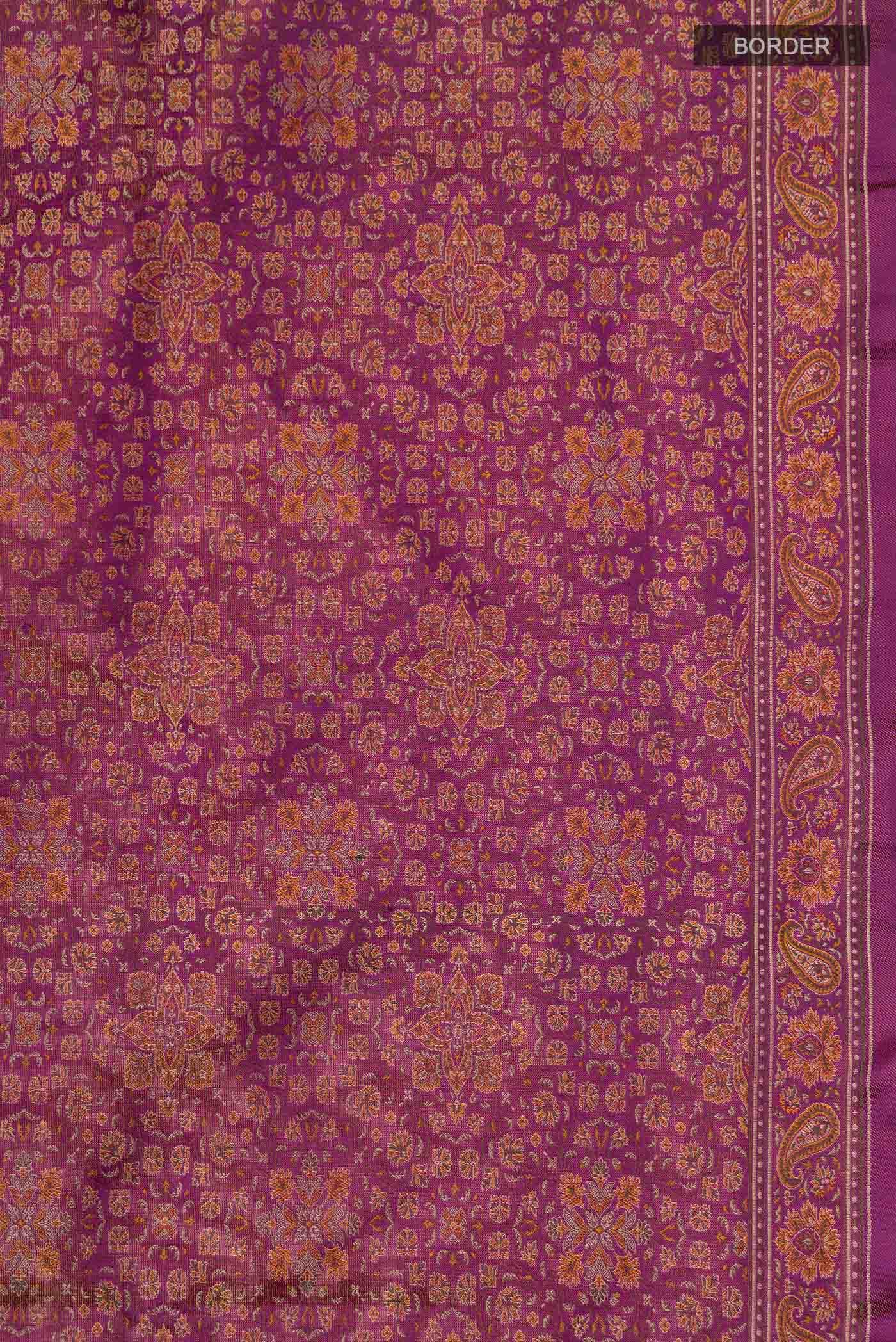 Purple Banarasi Tanchoi Silk Saree