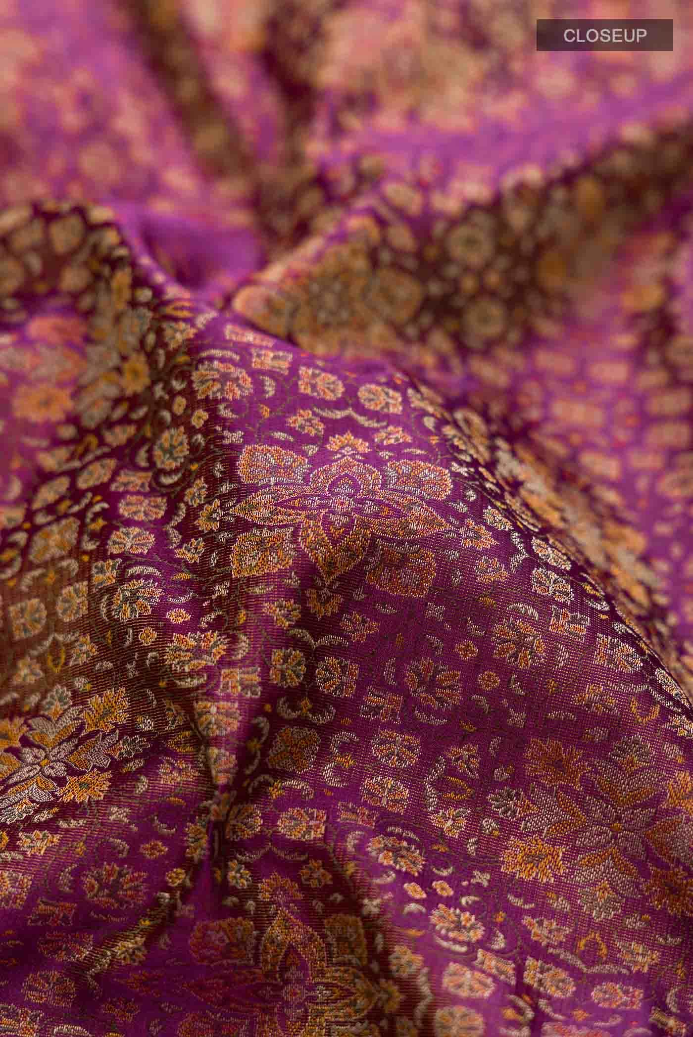 Purple Banarasi Tanchoi Silk Saree