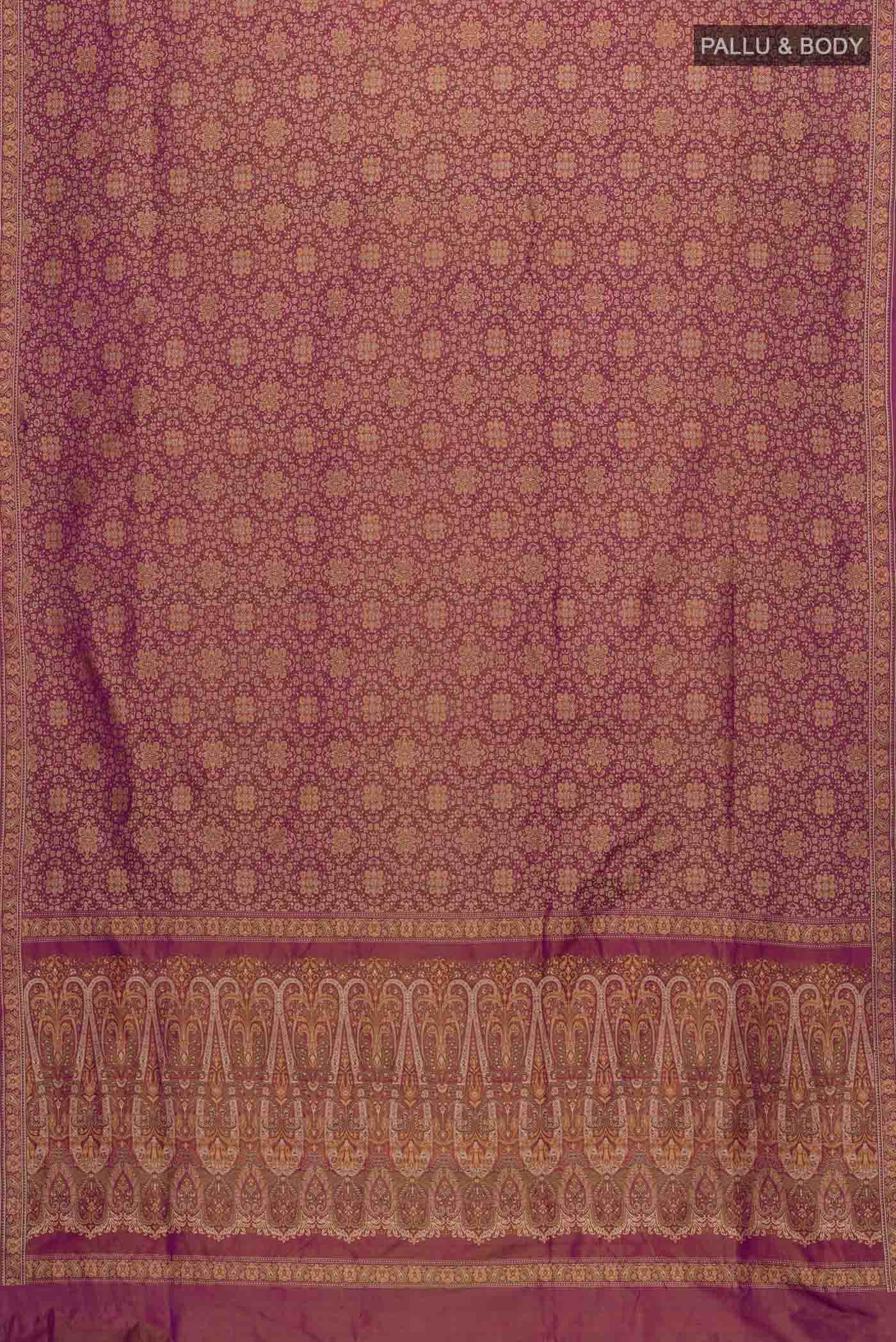 Purple Banarasi Tanchoi Silk Saree
