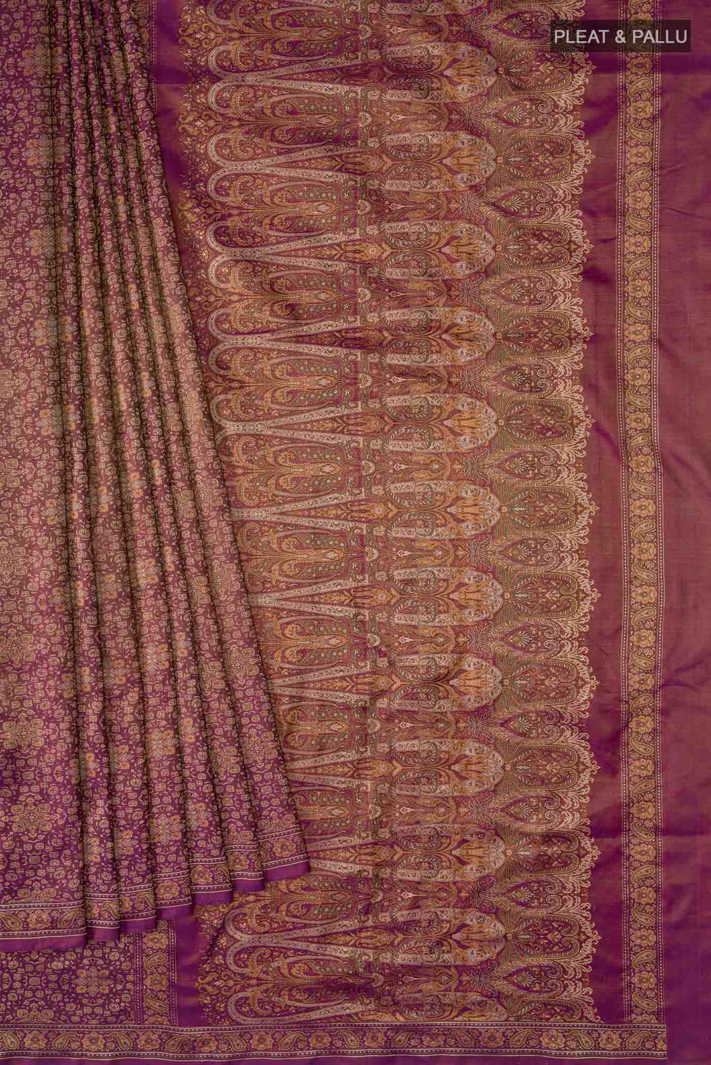 Purple Banarasi Tanchoi Silk Saree