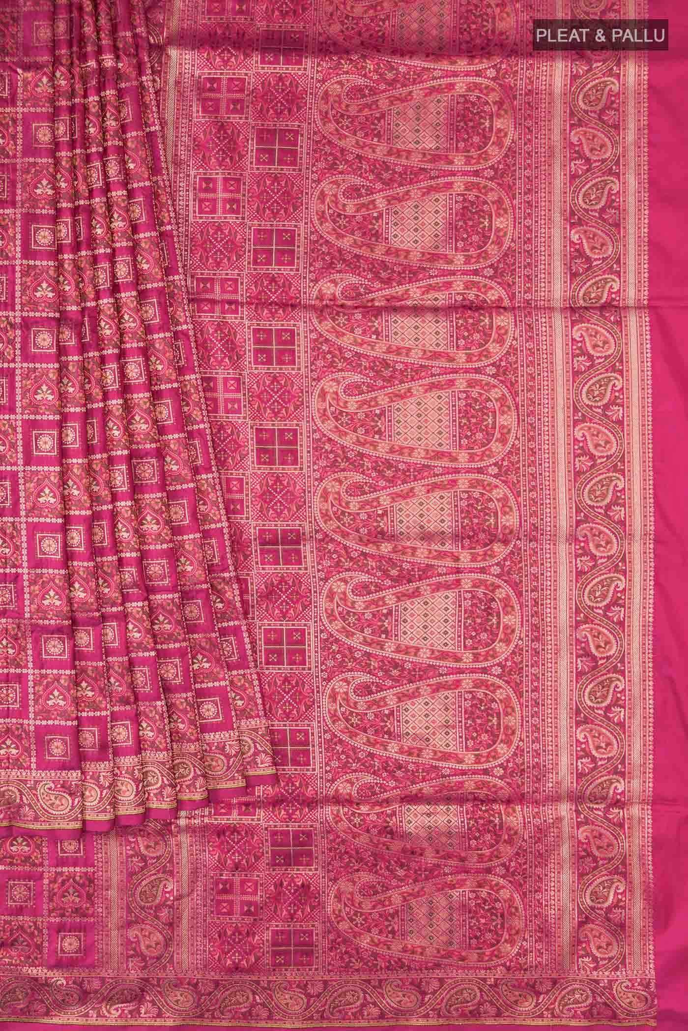 Pink Banarasi Tanchoi Silk Saree