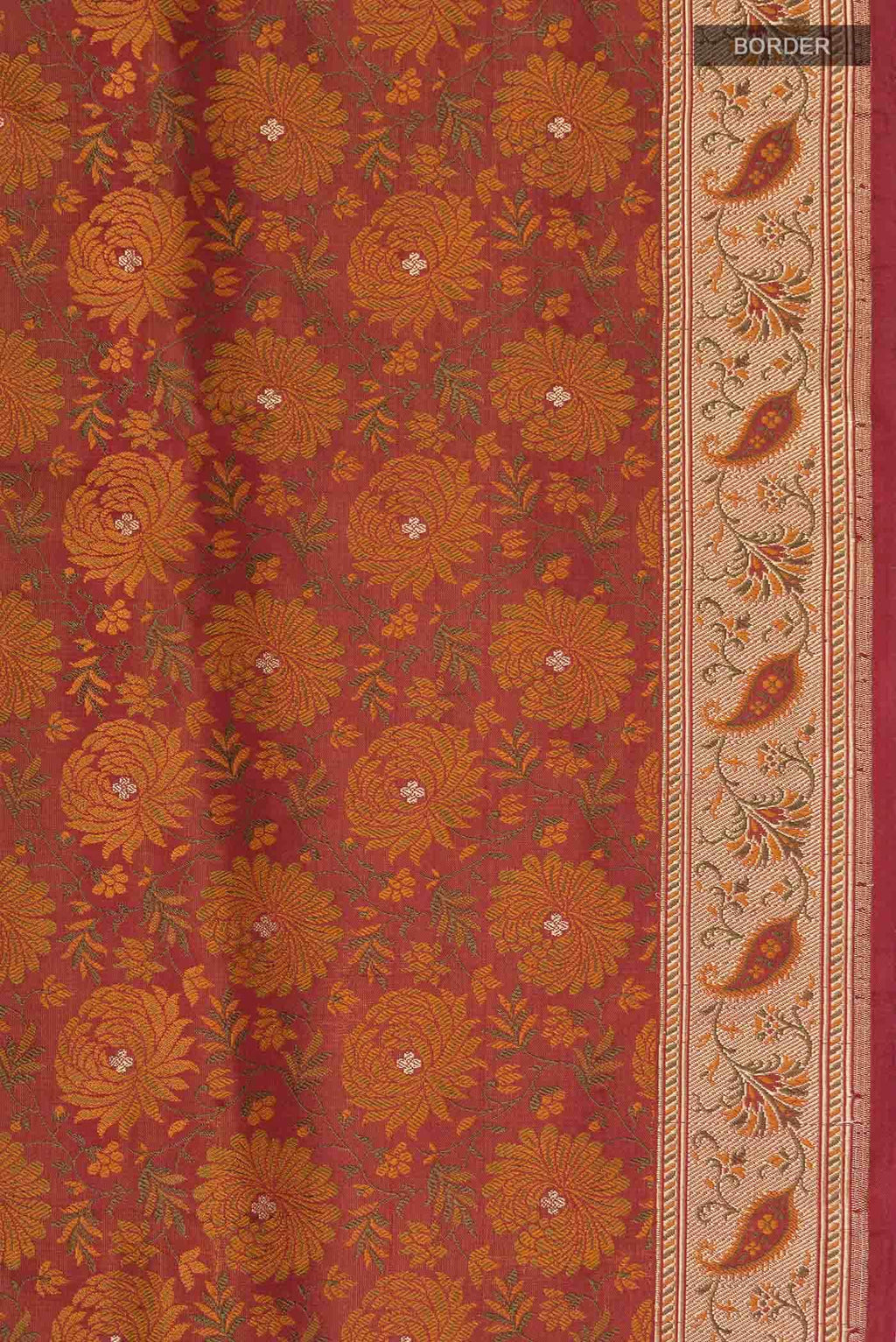 Rust Banarasi Silk Saree
