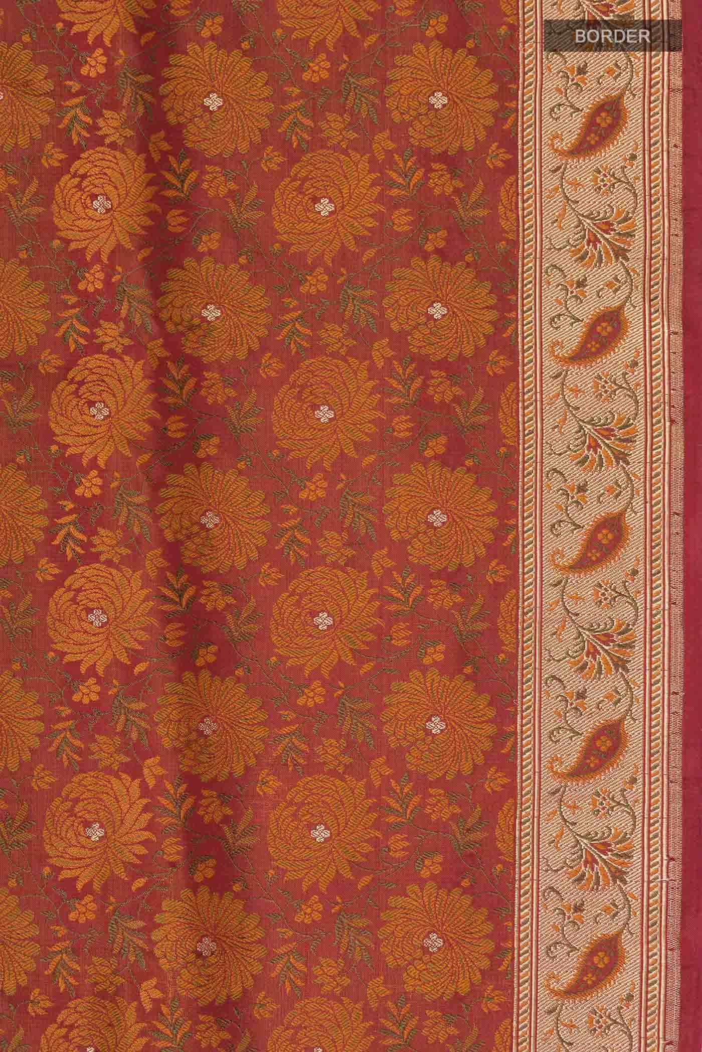 Rust Banarasi Silk Saree