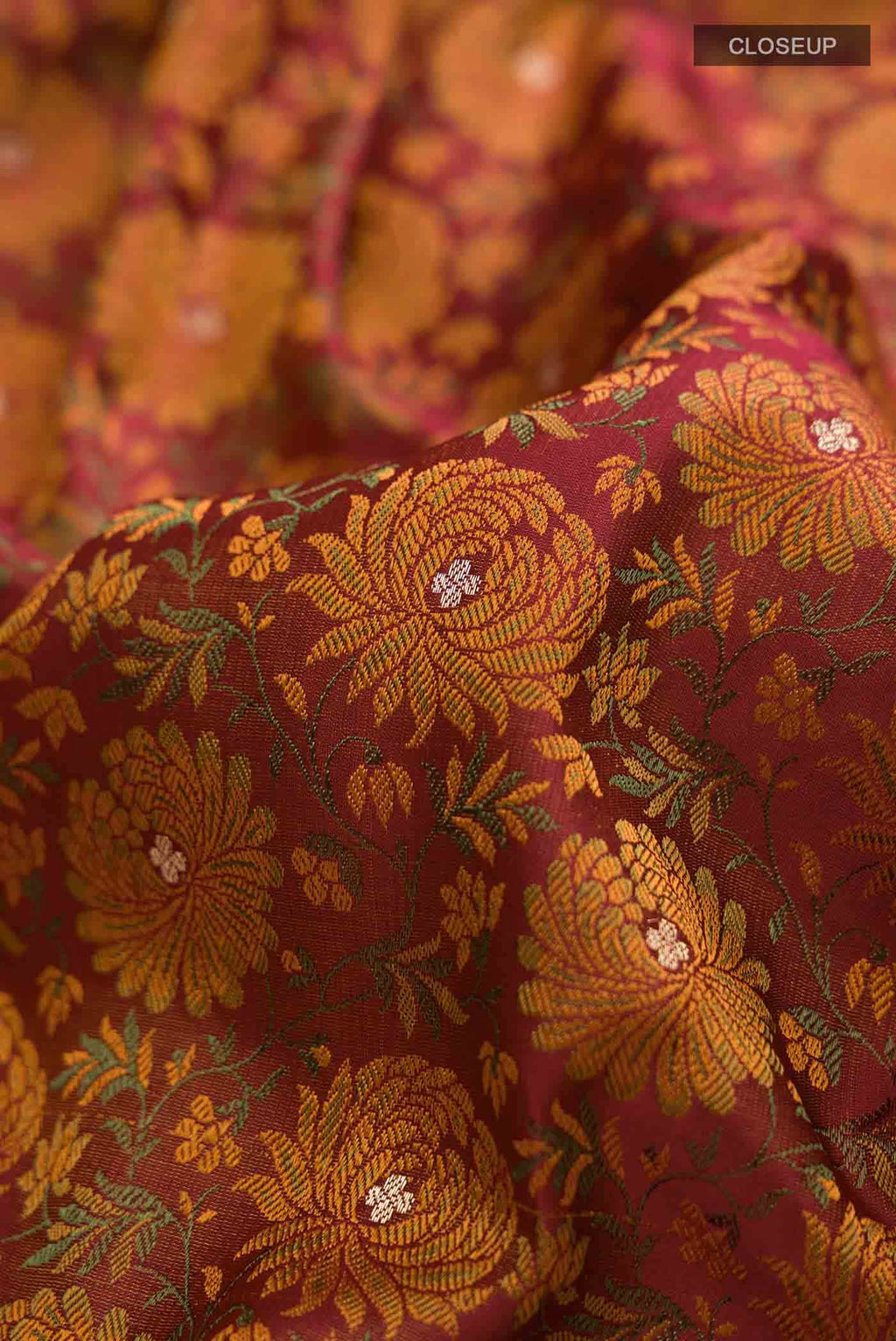 Rust Banarasi Silk Saree