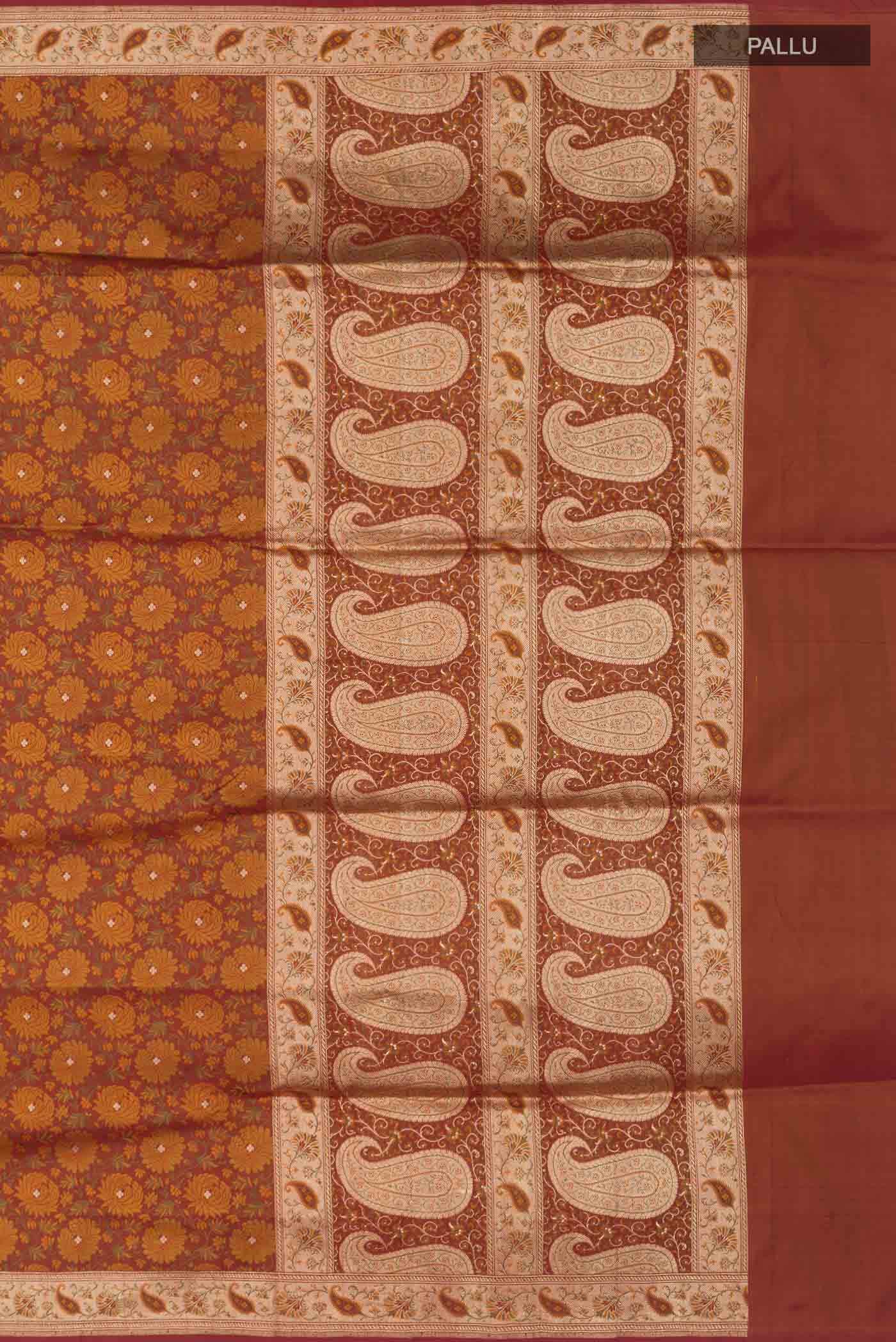 Rust Banarasi Silk Saree
