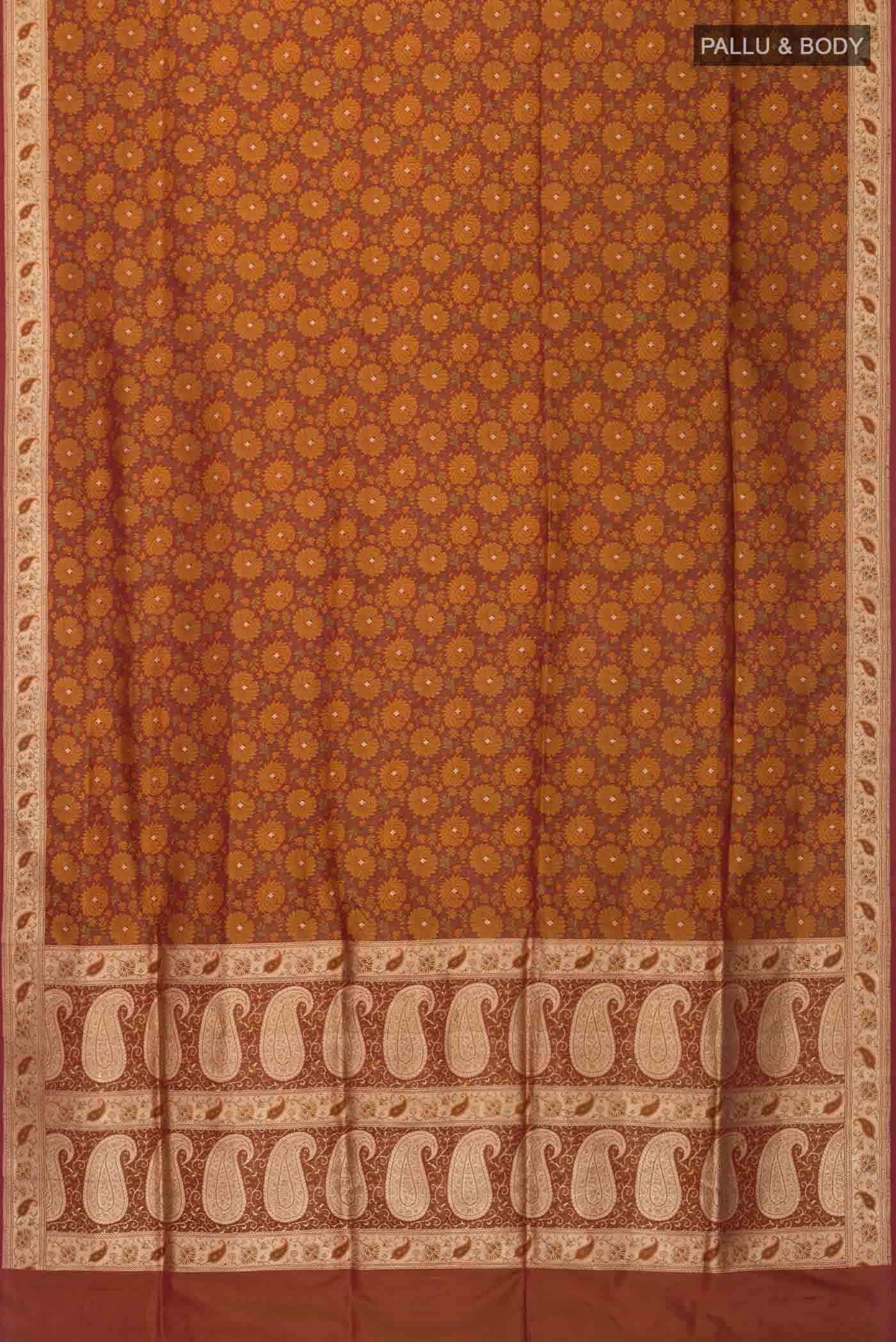 Rust Banarasi Silk Saree