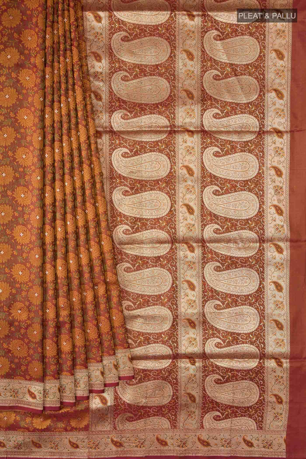 Rust Banarasi Silk Saree
