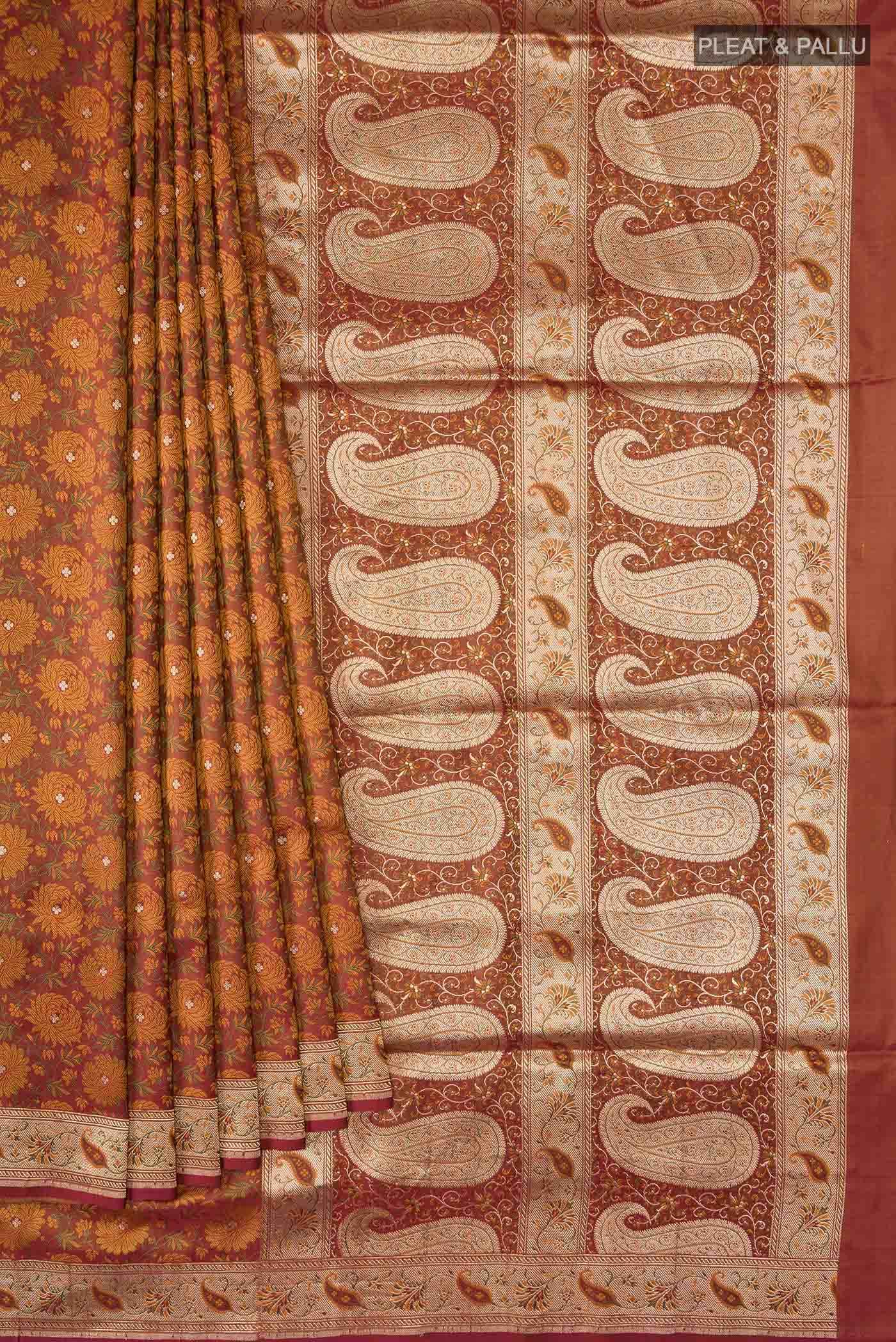 Rust Banarasi Silk Saree