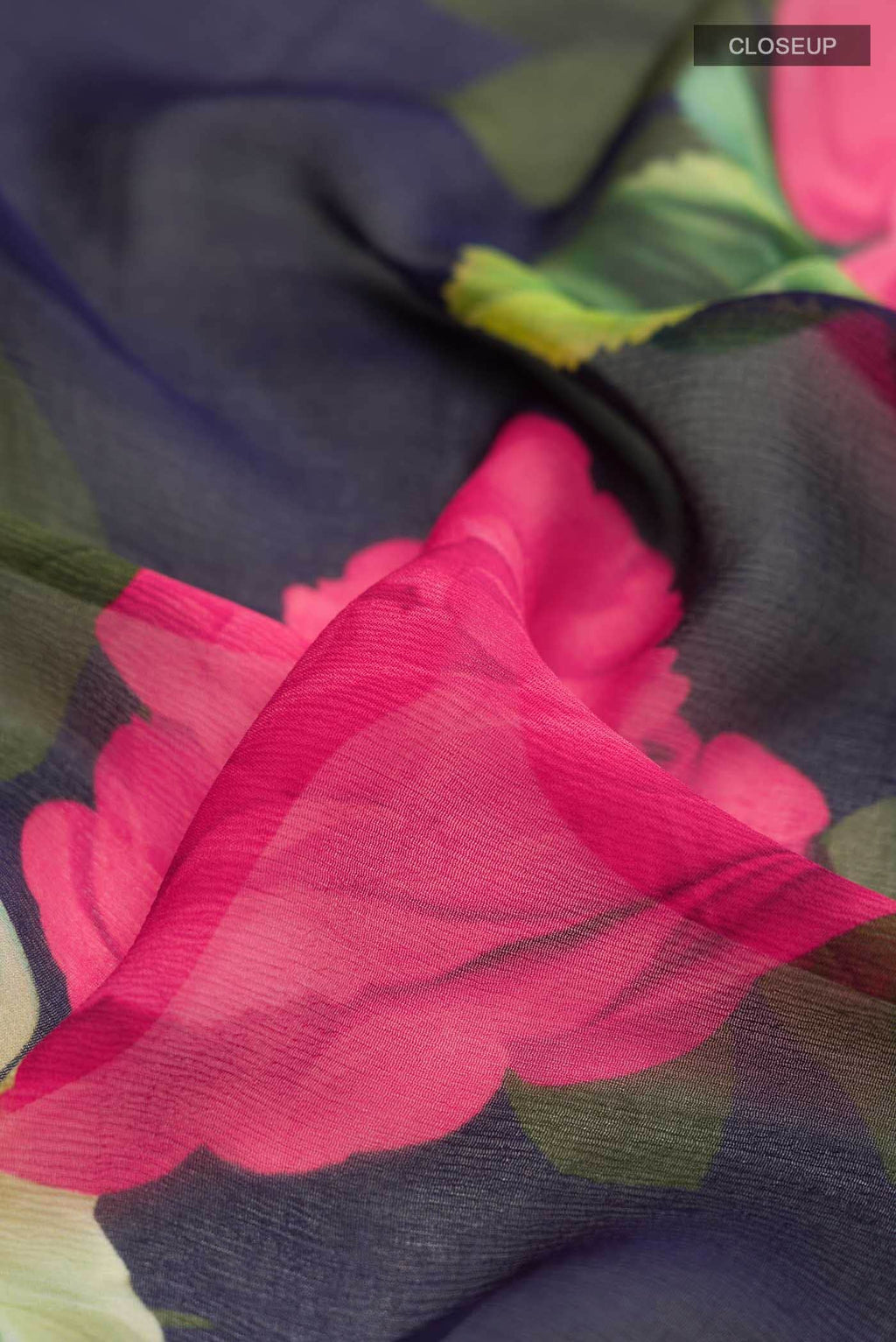 Navy Blue Mysore Chiffon Saree