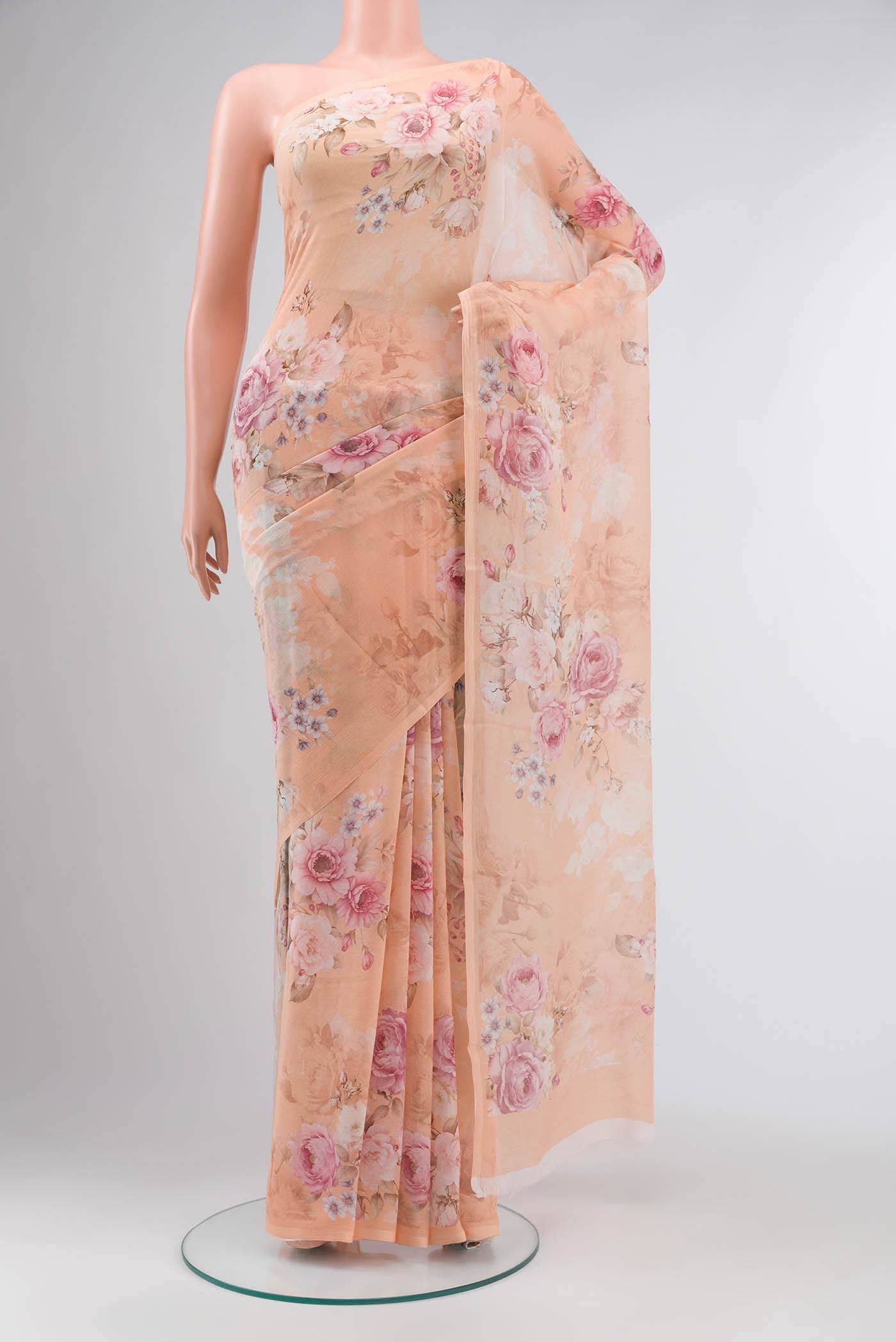 Peach Mysore Chiffon Saree