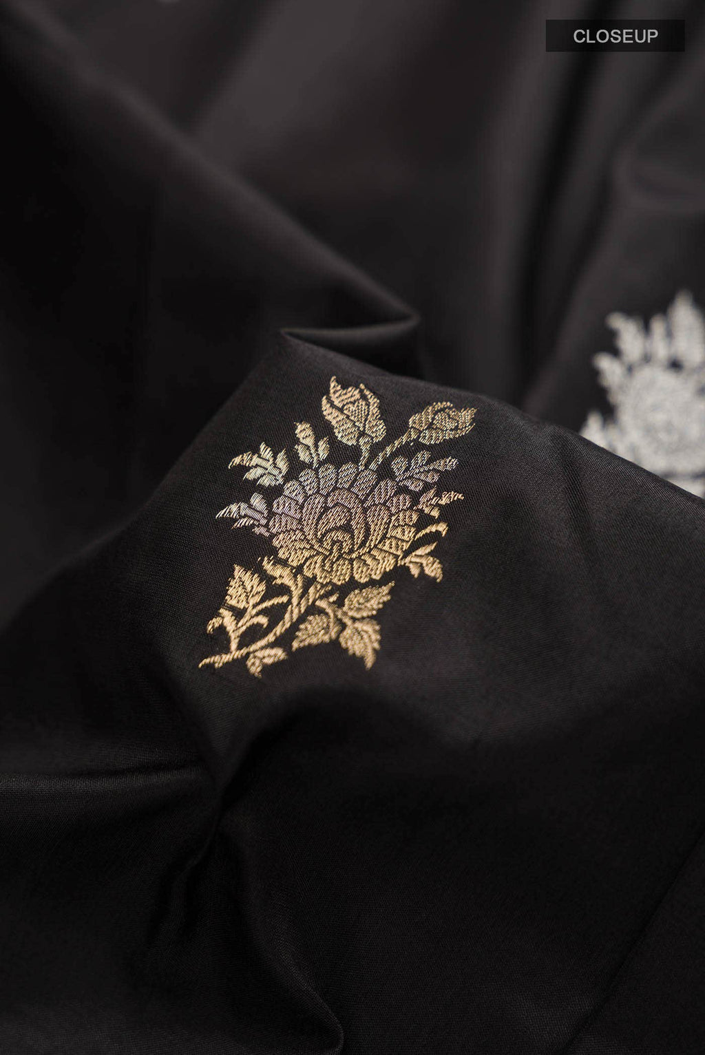 Black Banarasi Katan Silk Saree