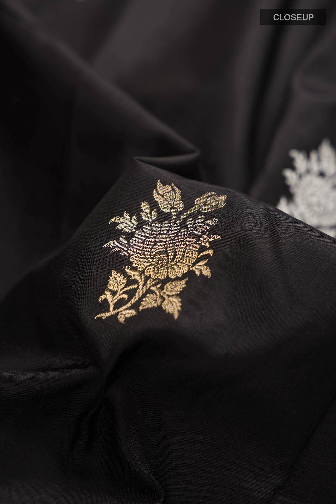 Black Banarasi Katan Silk Saree