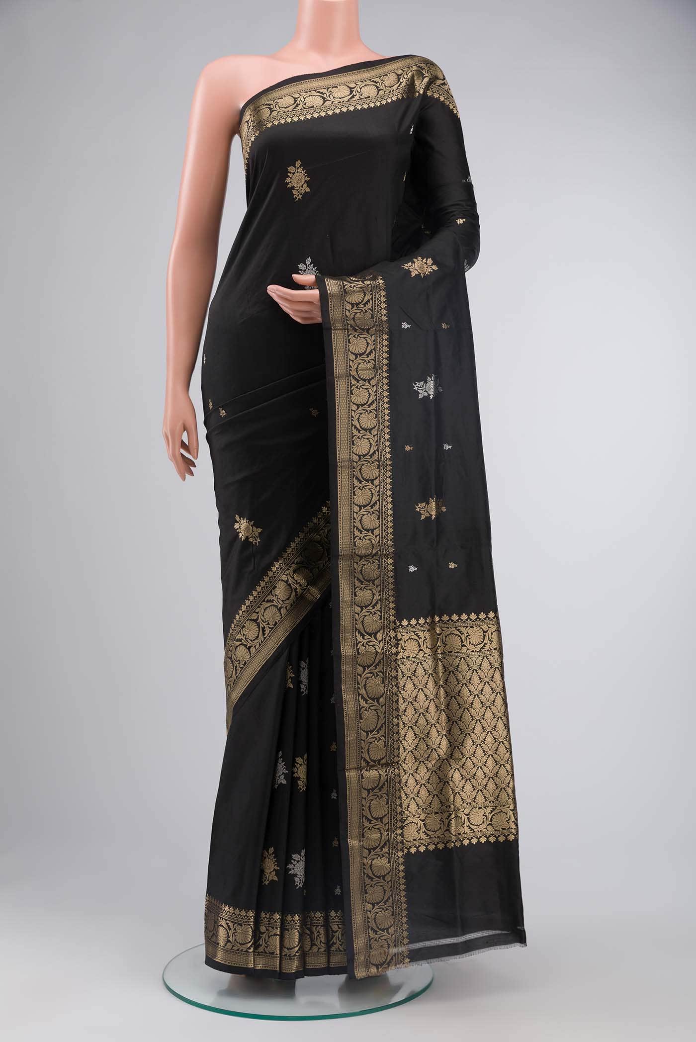 Black Banarasi Katan Silk Saree