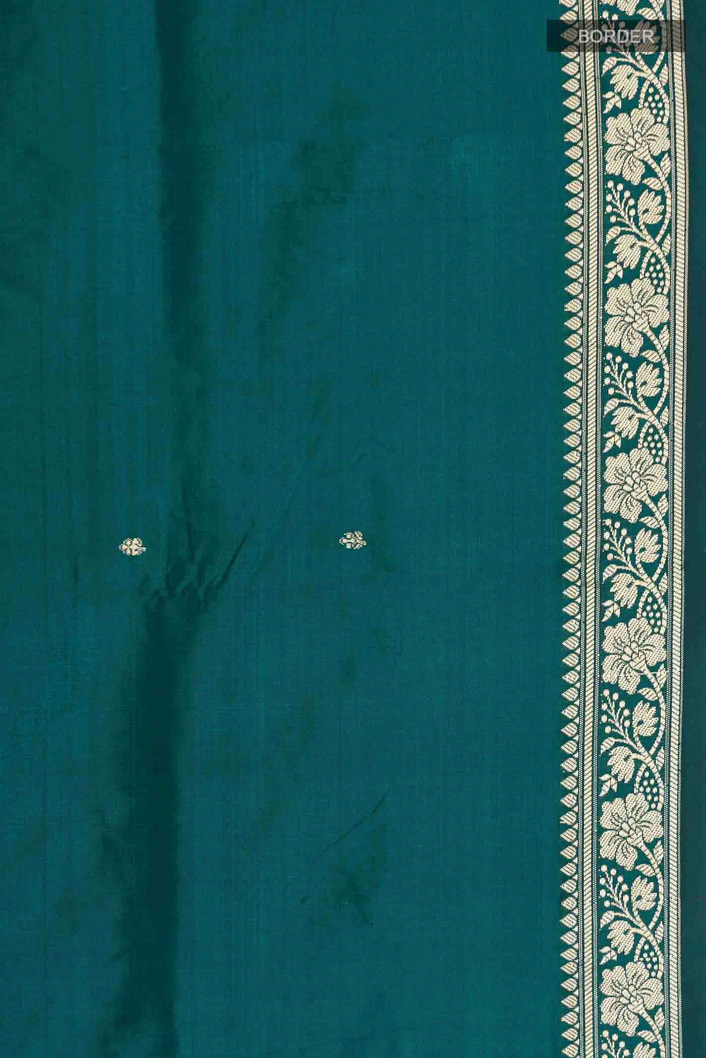 Teal Banarasi Katan Silk Saree