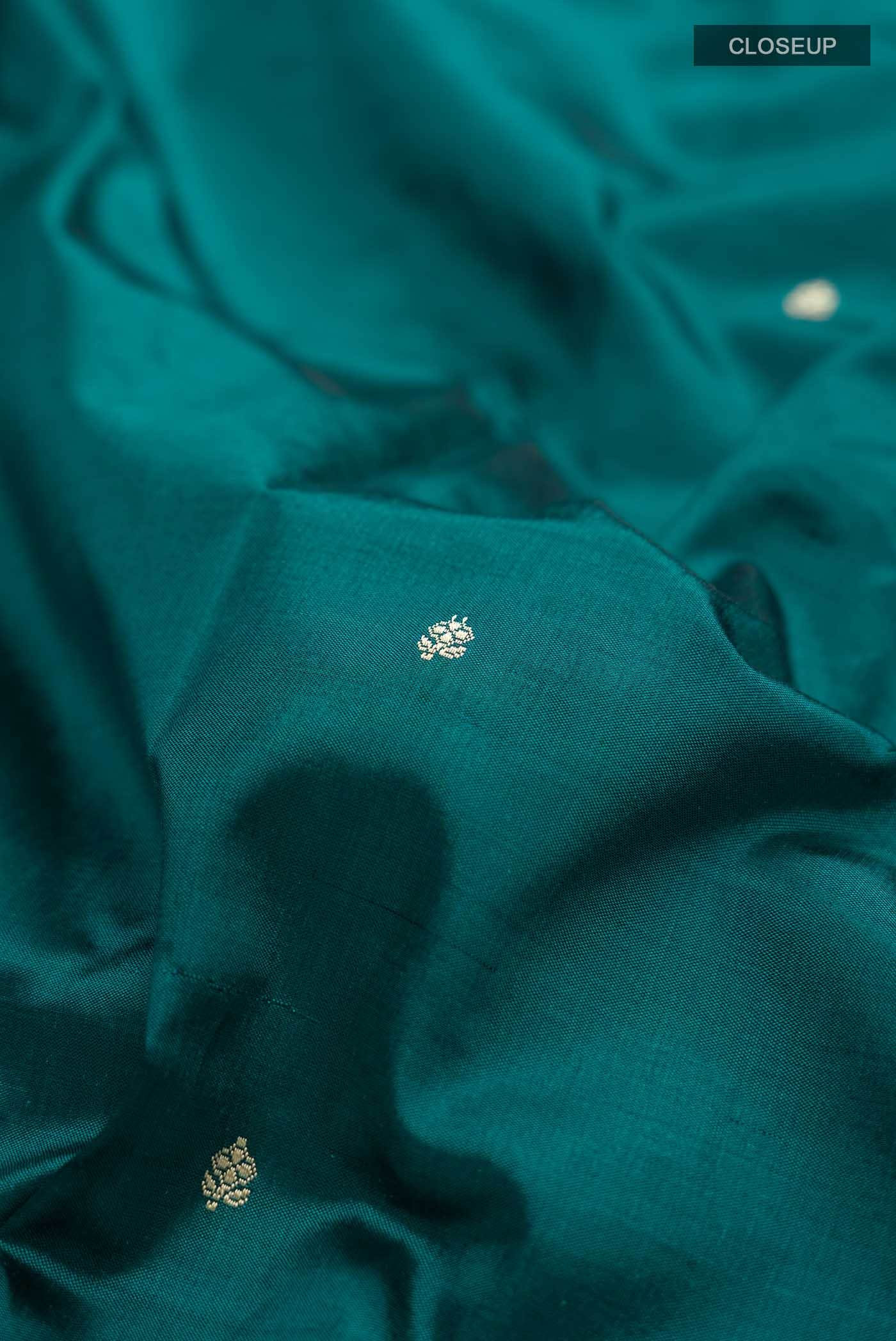 Teal Banarasi Katan Silk Saree