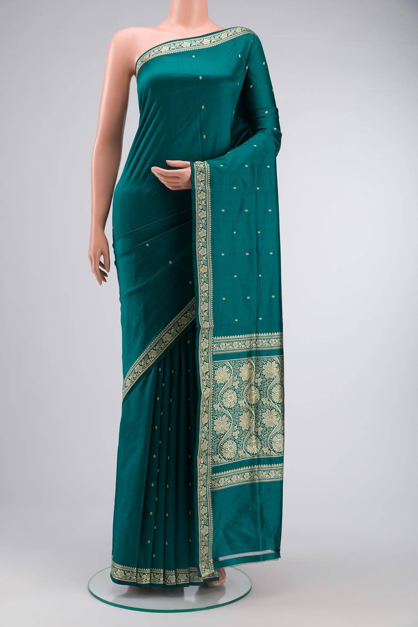 Teal Banarasi Katan Silk Saree