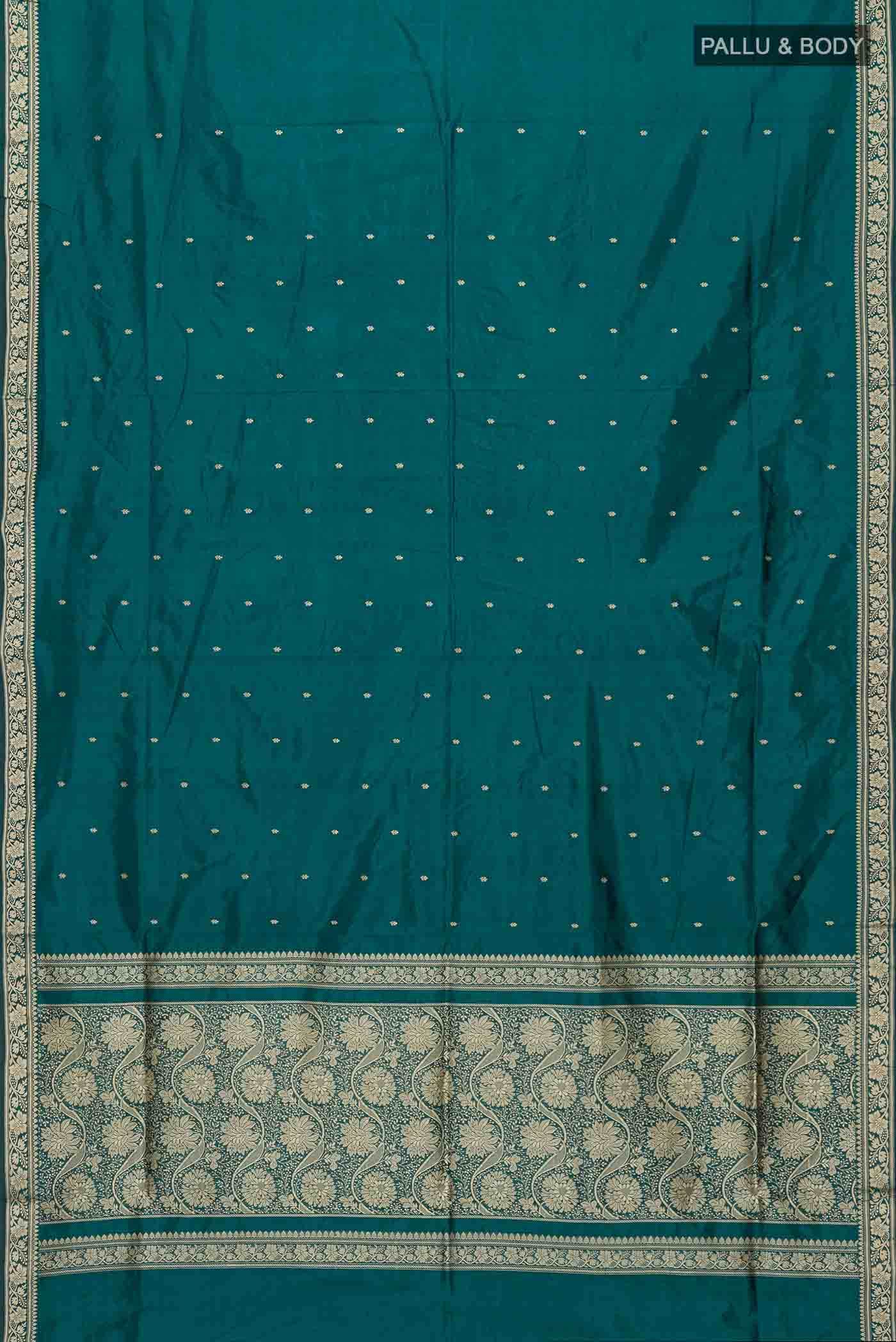 Teal Banarasi Katan Silk Saree