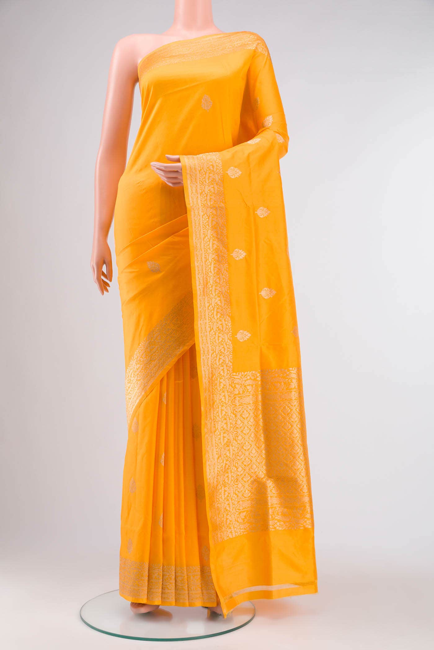 Yellow Banarasi Katan Silk Saree
