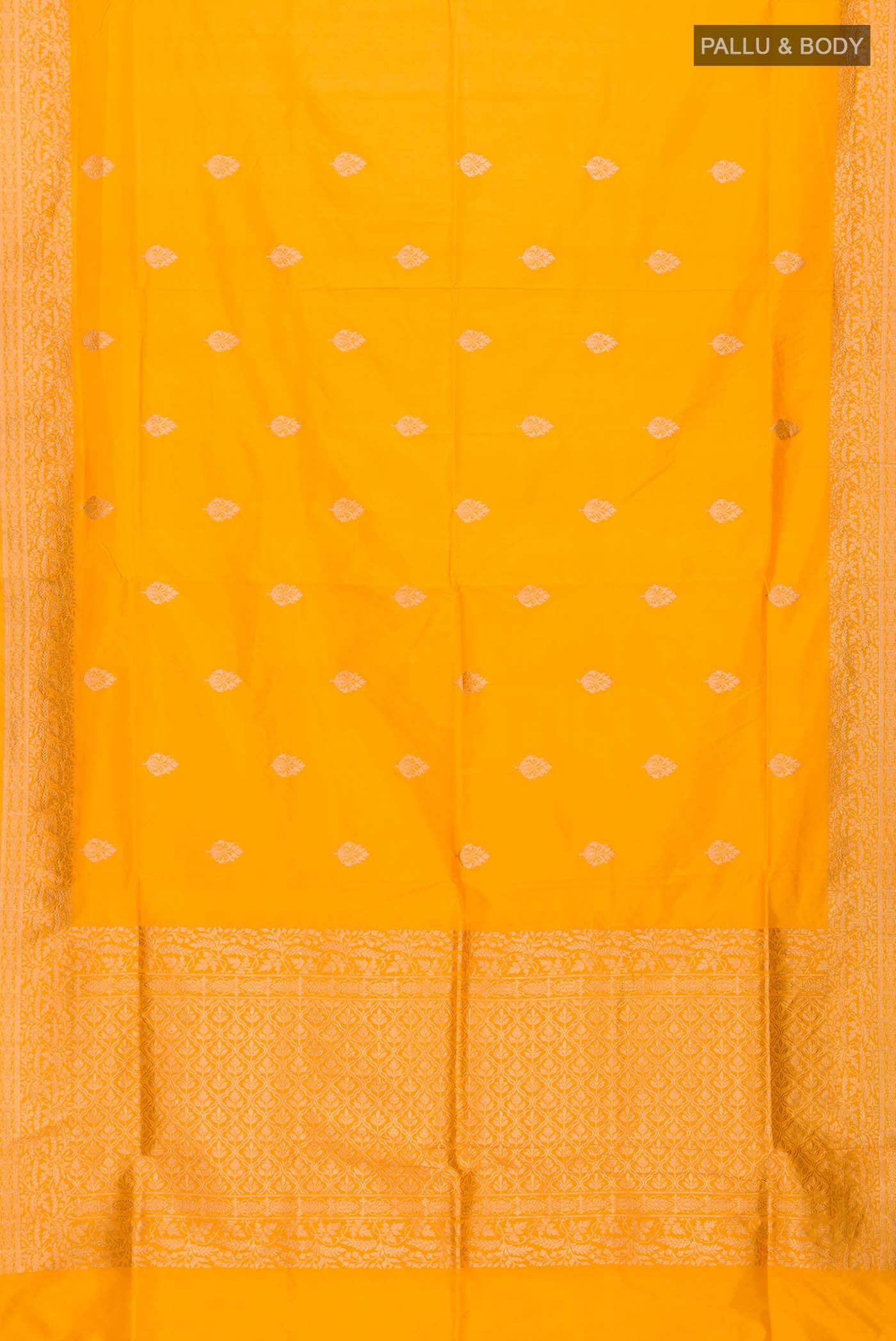 Yellow Banarasi Katan Silk Saree