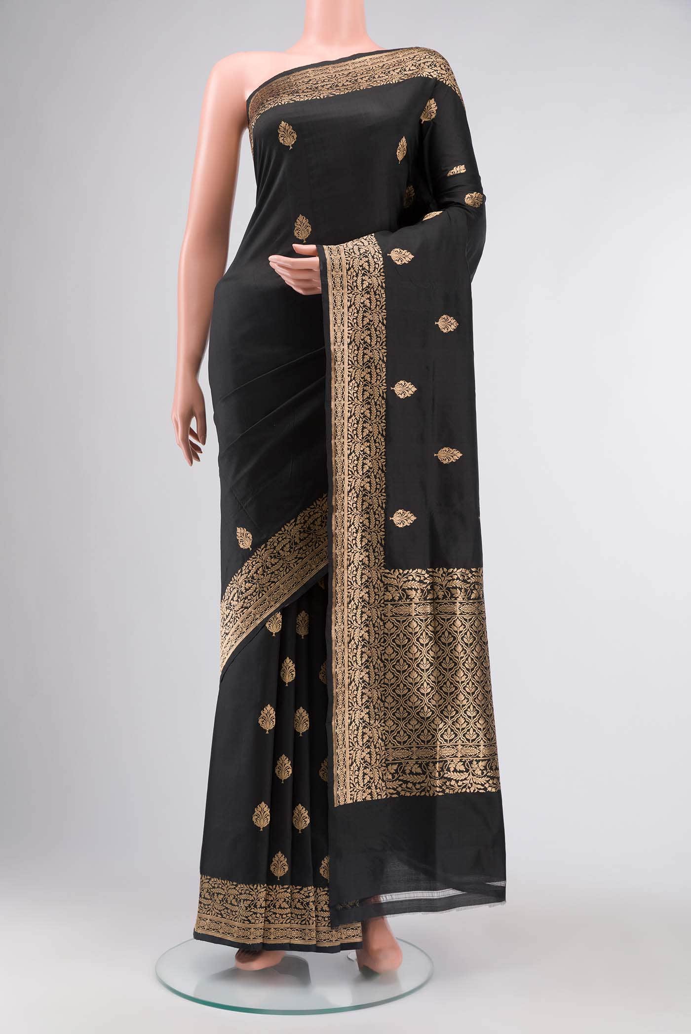 Black Banarasi Katan Silk Saree