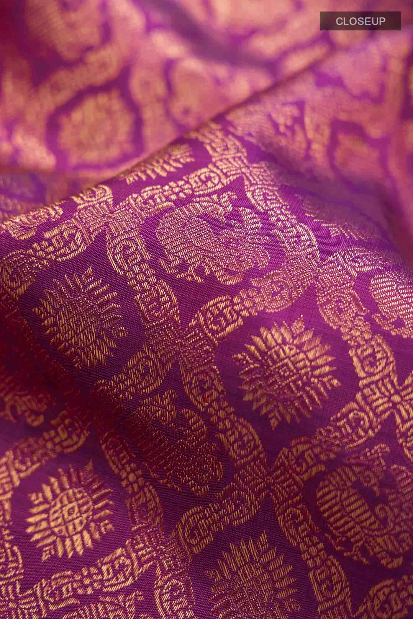Pure Silk Pure Zari Purple Kanchipuram Saree