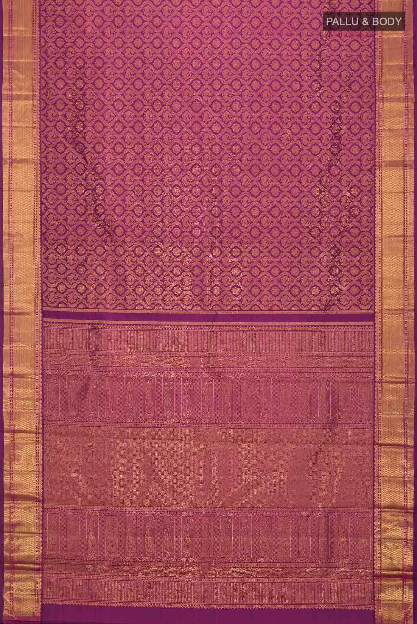 Pure Silk Pure Zari Purple Kanchipuram Saree