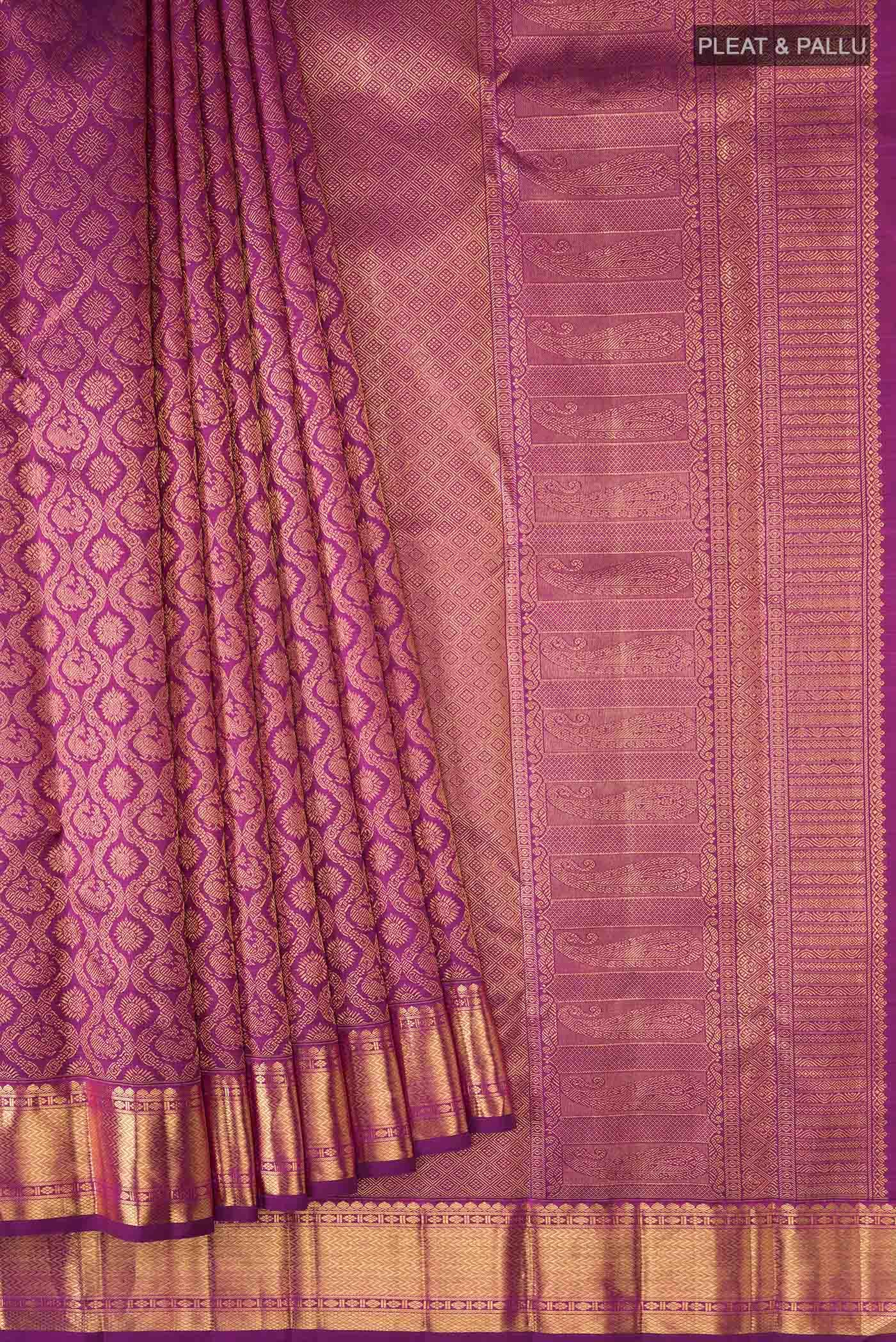 Pure Silk Pure Zari Purple Kanchipuram Saree
