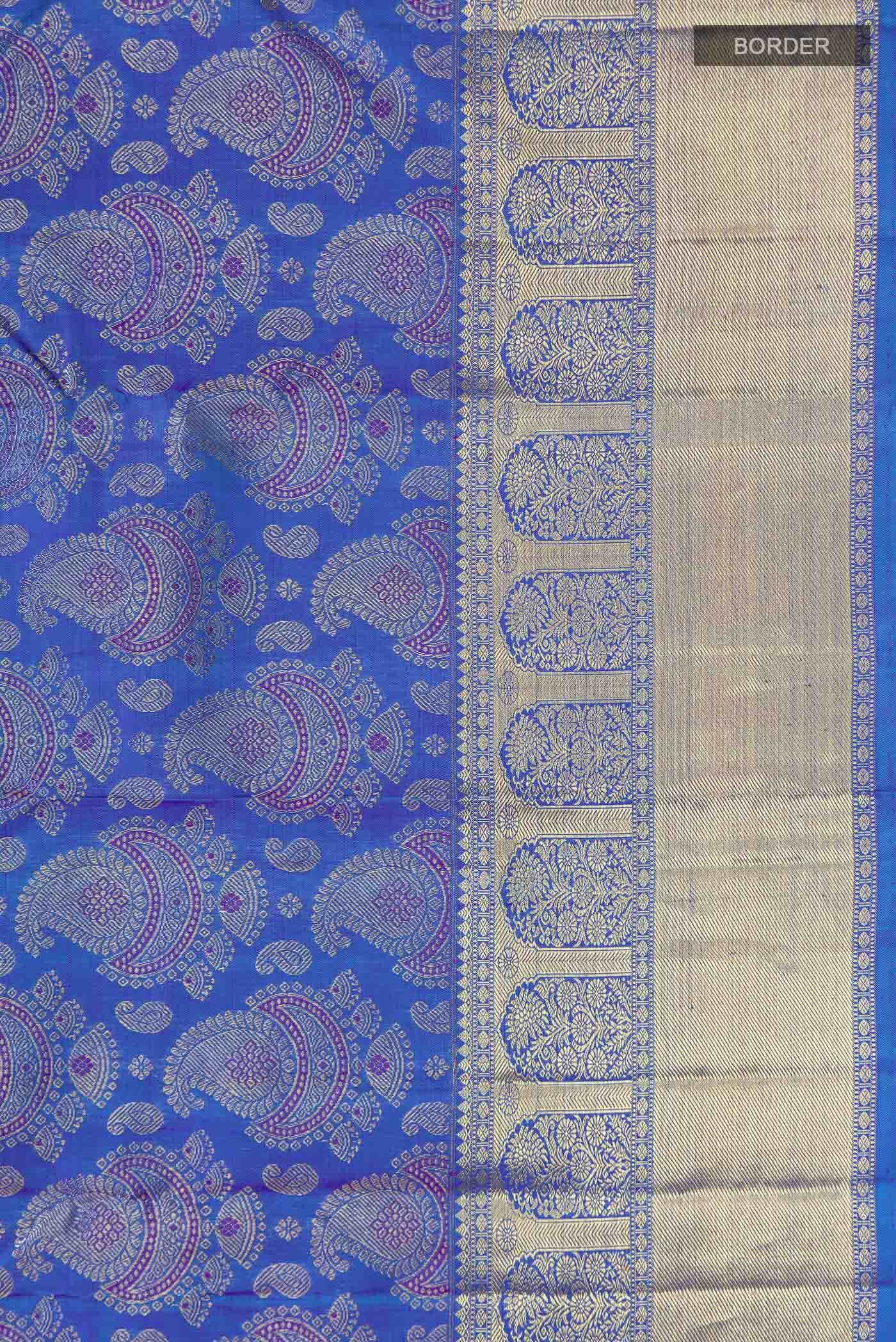 Pure Silk Pure Zari Blue Kanchipuram Saree
