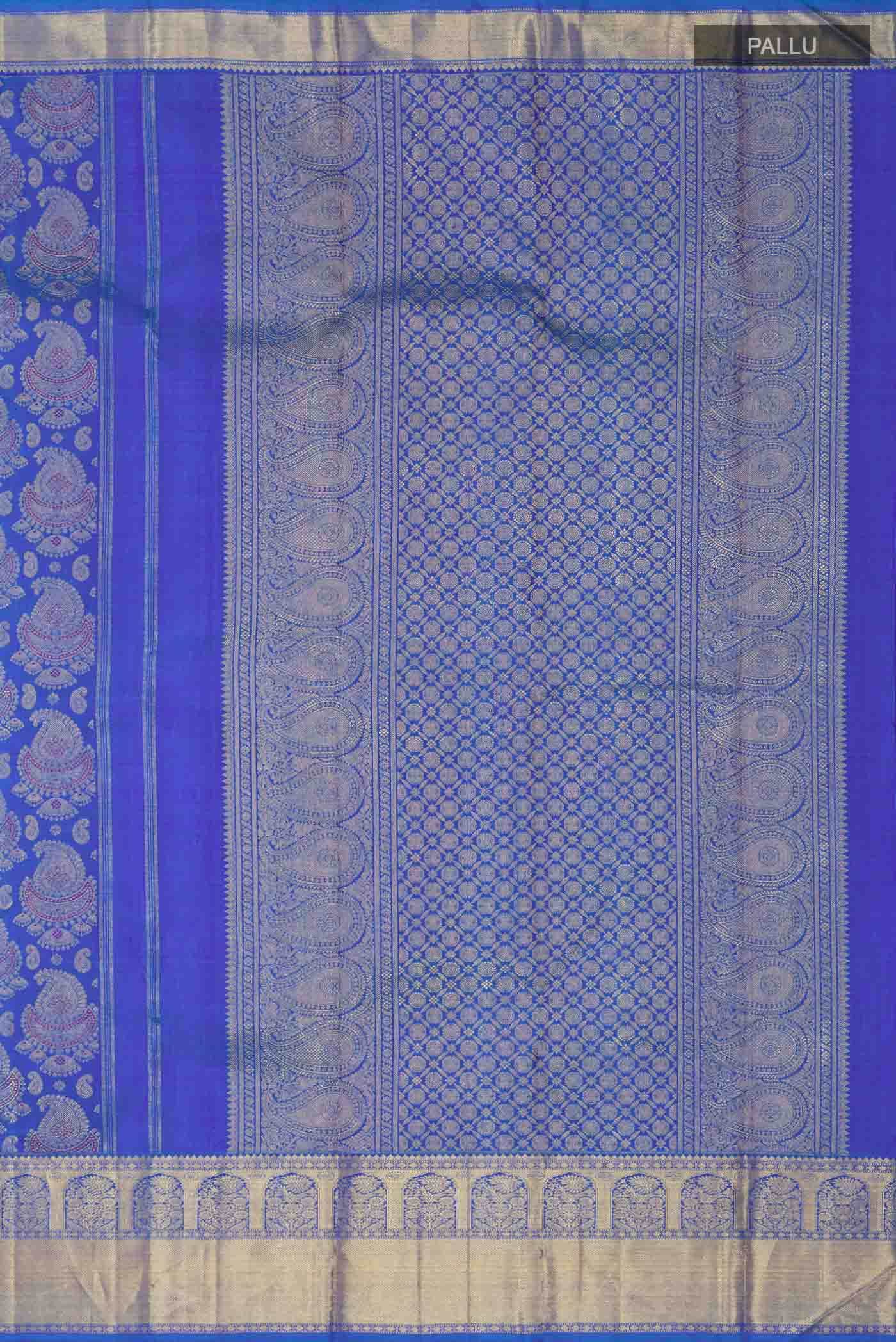 Pure Silk Pure Zari Blue Kanchipuram Saree