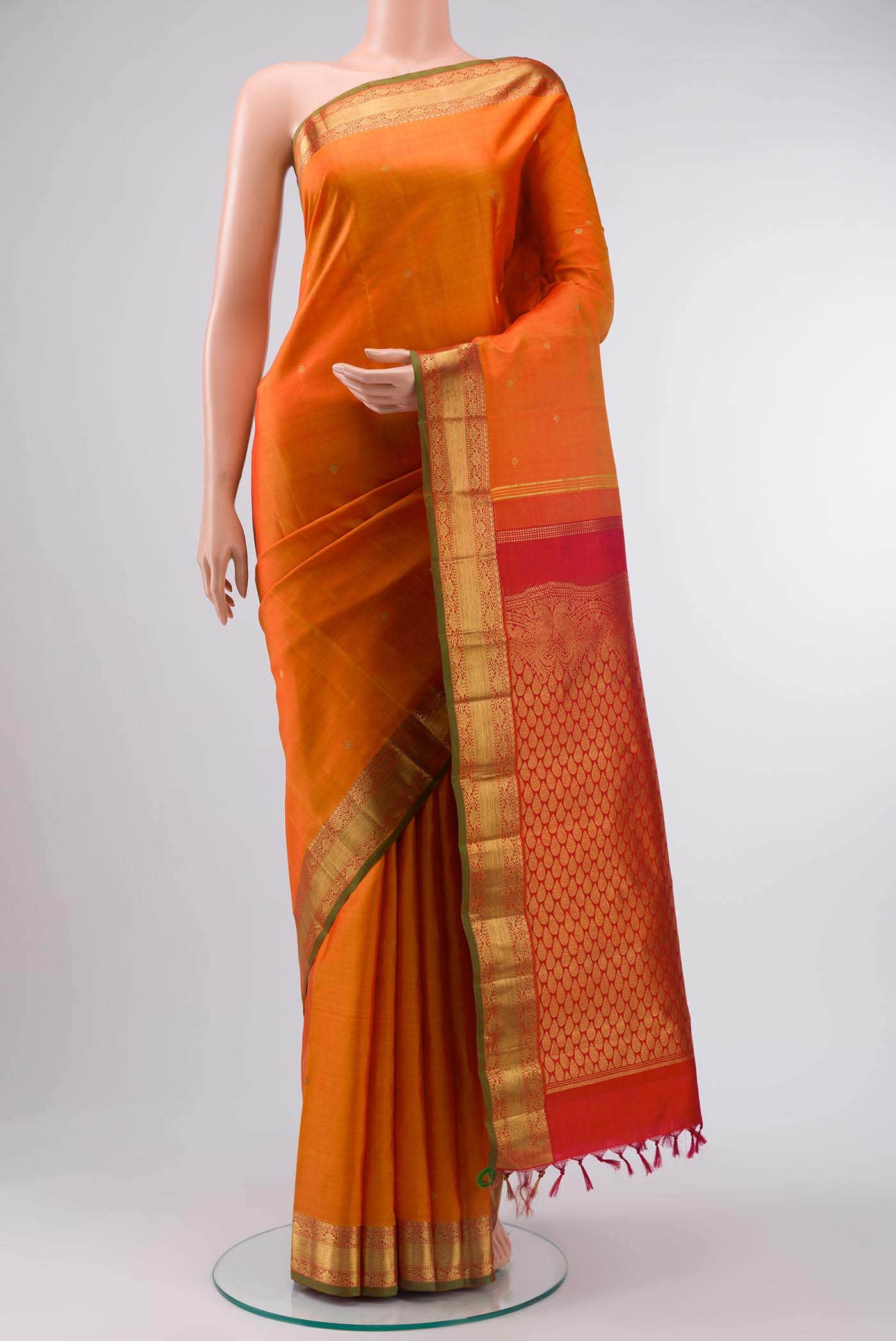 Orange Kanchipuram Silk Saree