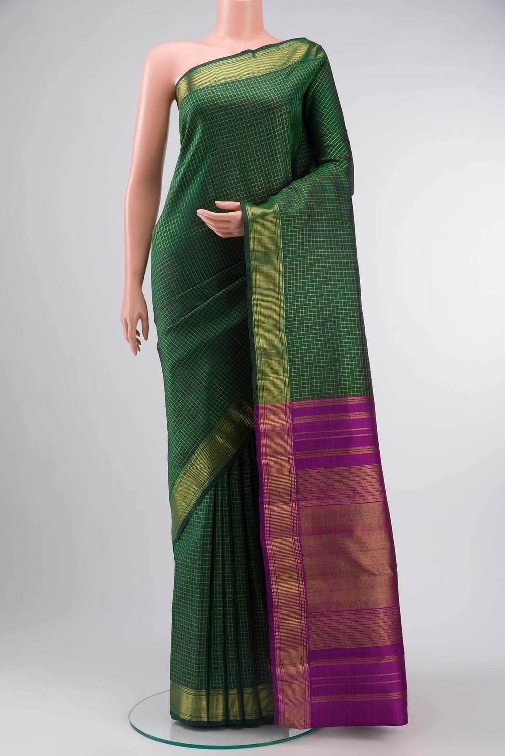 Pure Silk Pure Zari Green Kanchipuram Saree