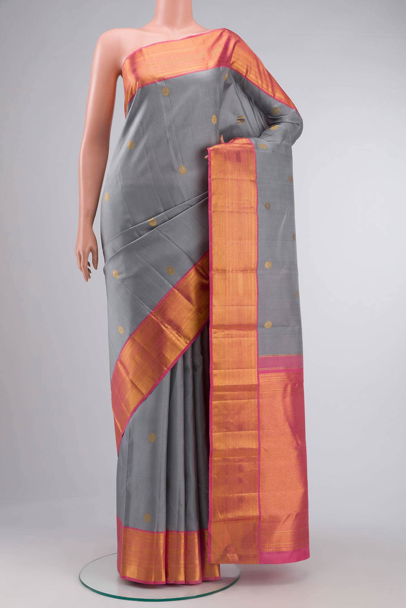 Grey Kanchipuram Silk Saree