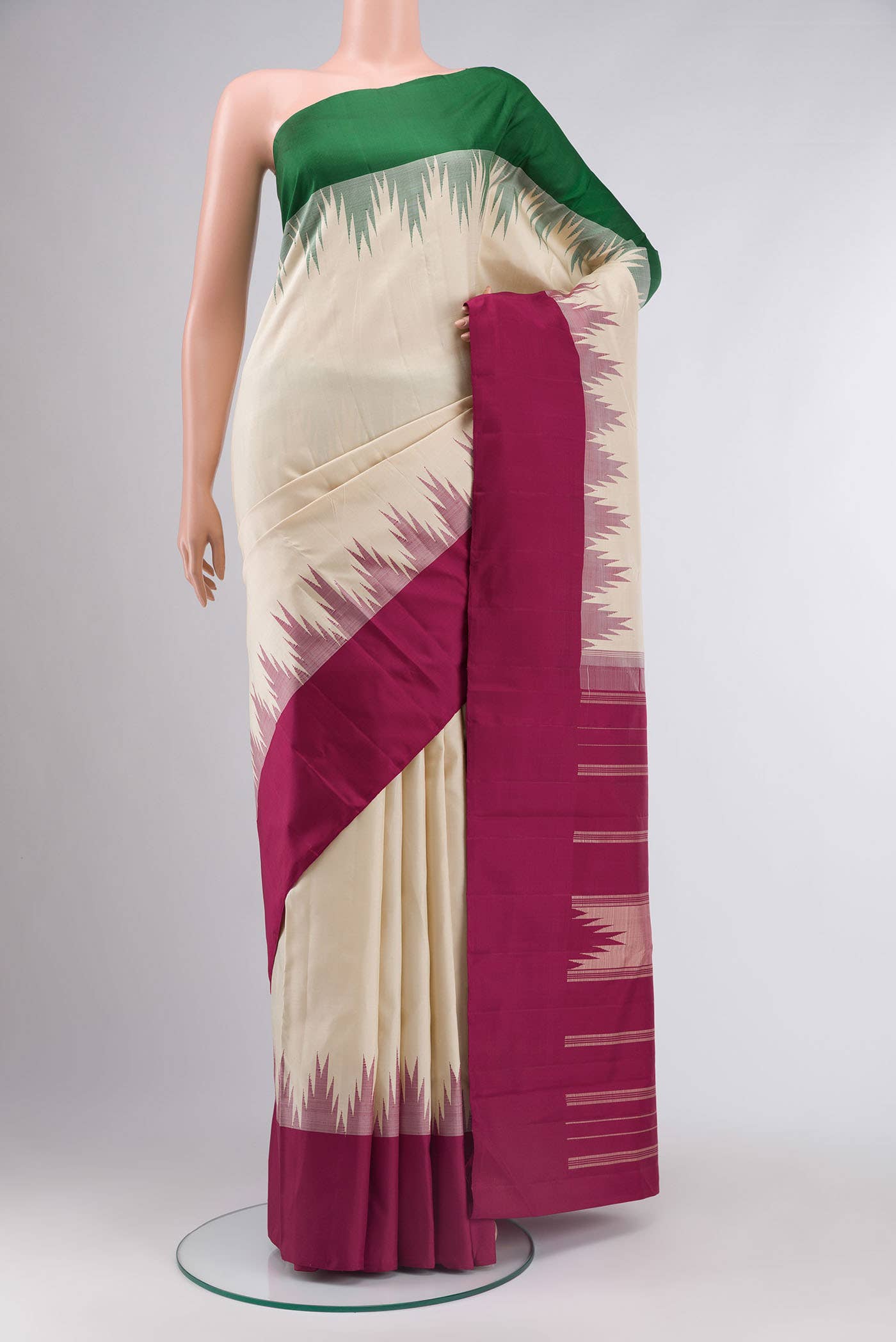 Cream Kanchipuram Silk Saree