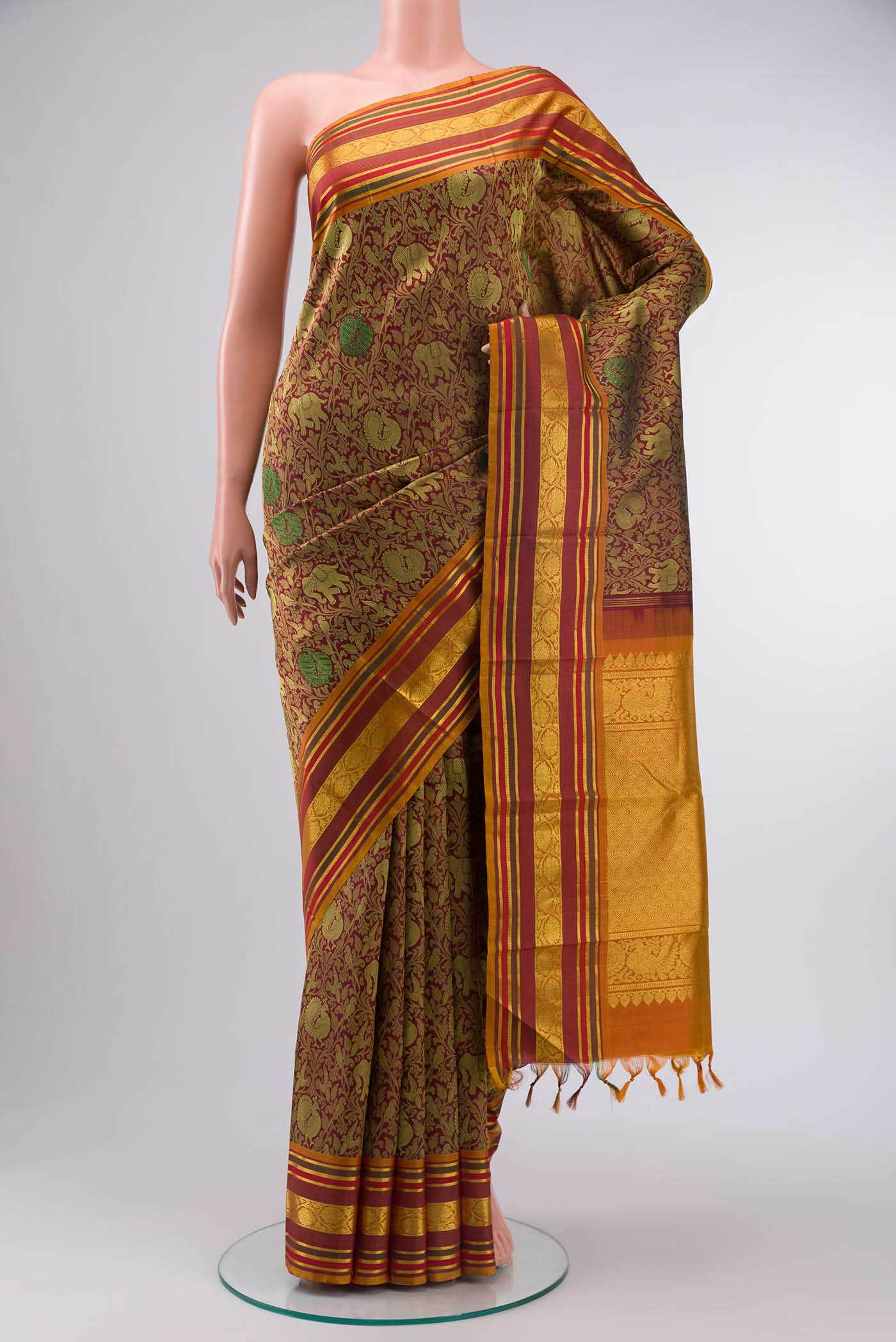 Maroon Kanchipuram Silk Saree