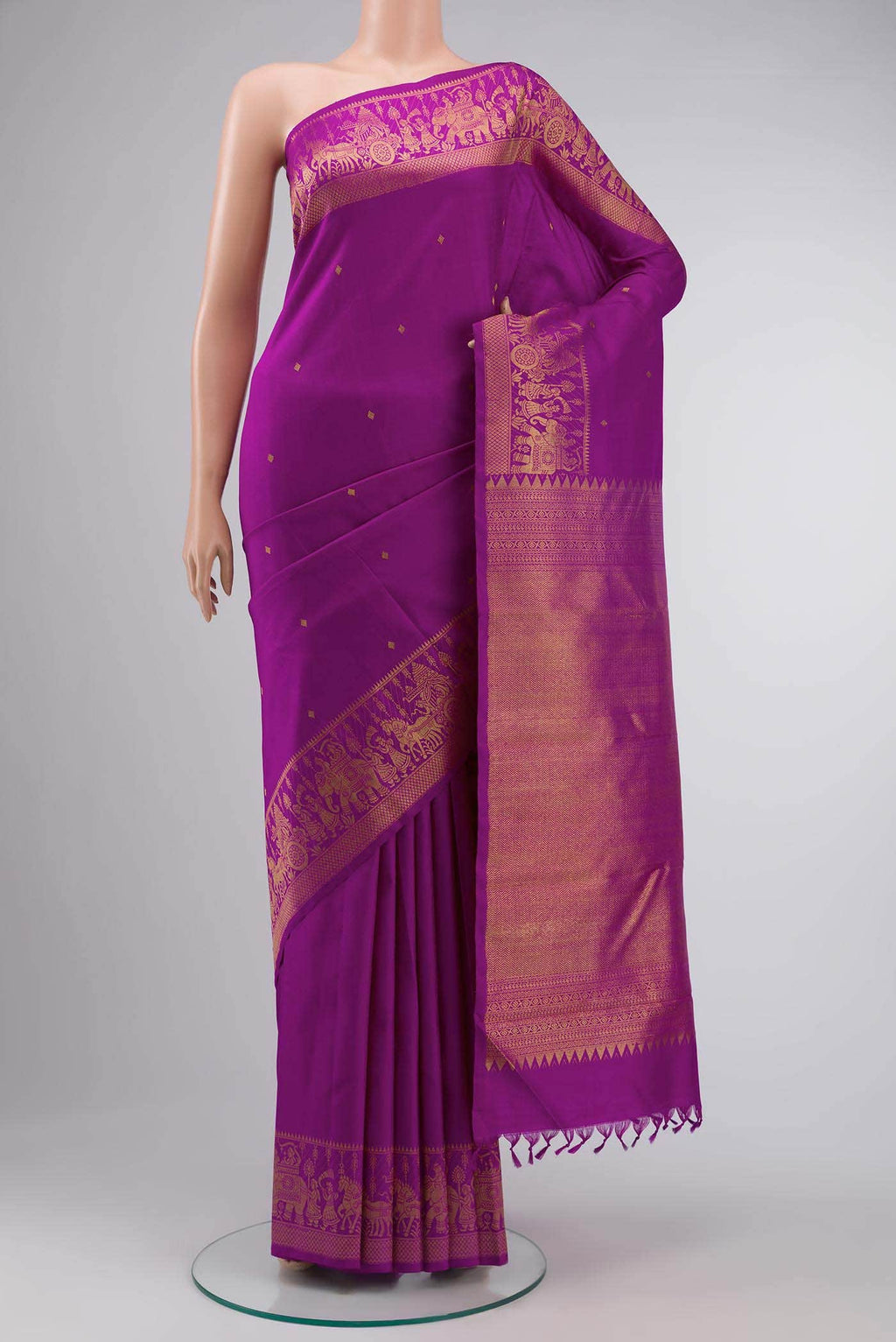 Pure Silk Pure Zari Magenta Kanchipuram Saree