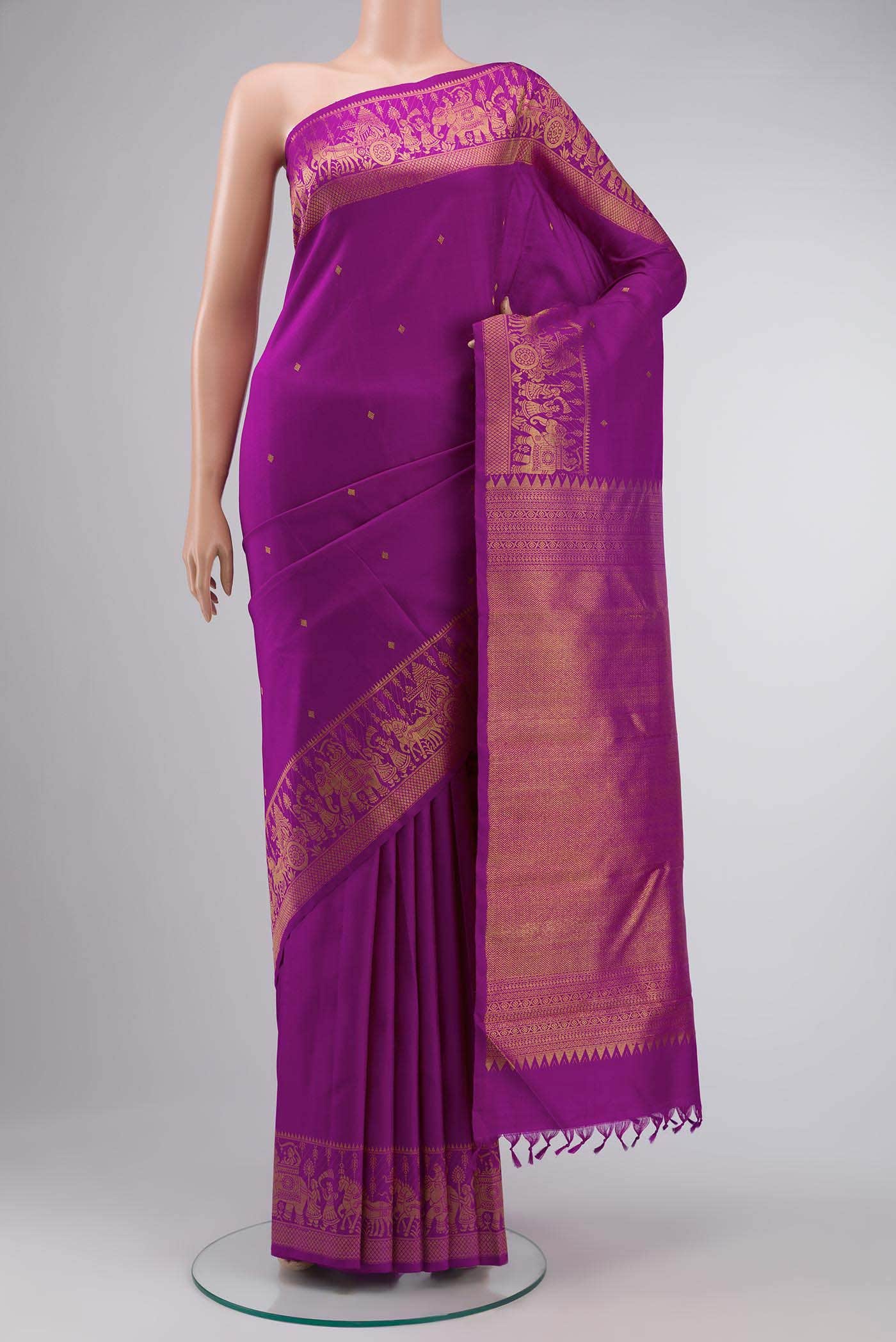 Pure Silk Pure Zari Magenta Kanchipuram Saree
