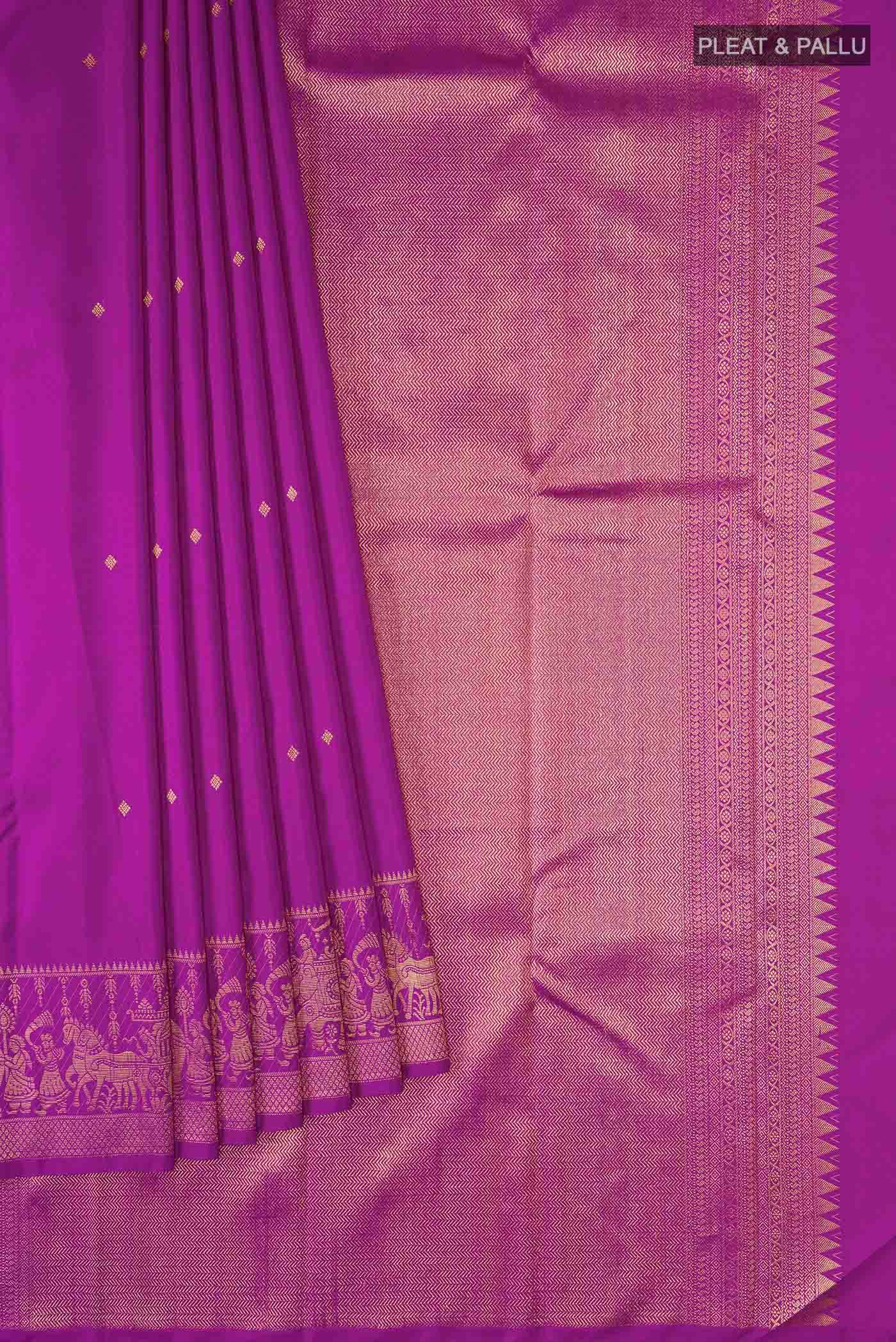 Pure Silk Pure Zari Magenta Kanchipuram Saree