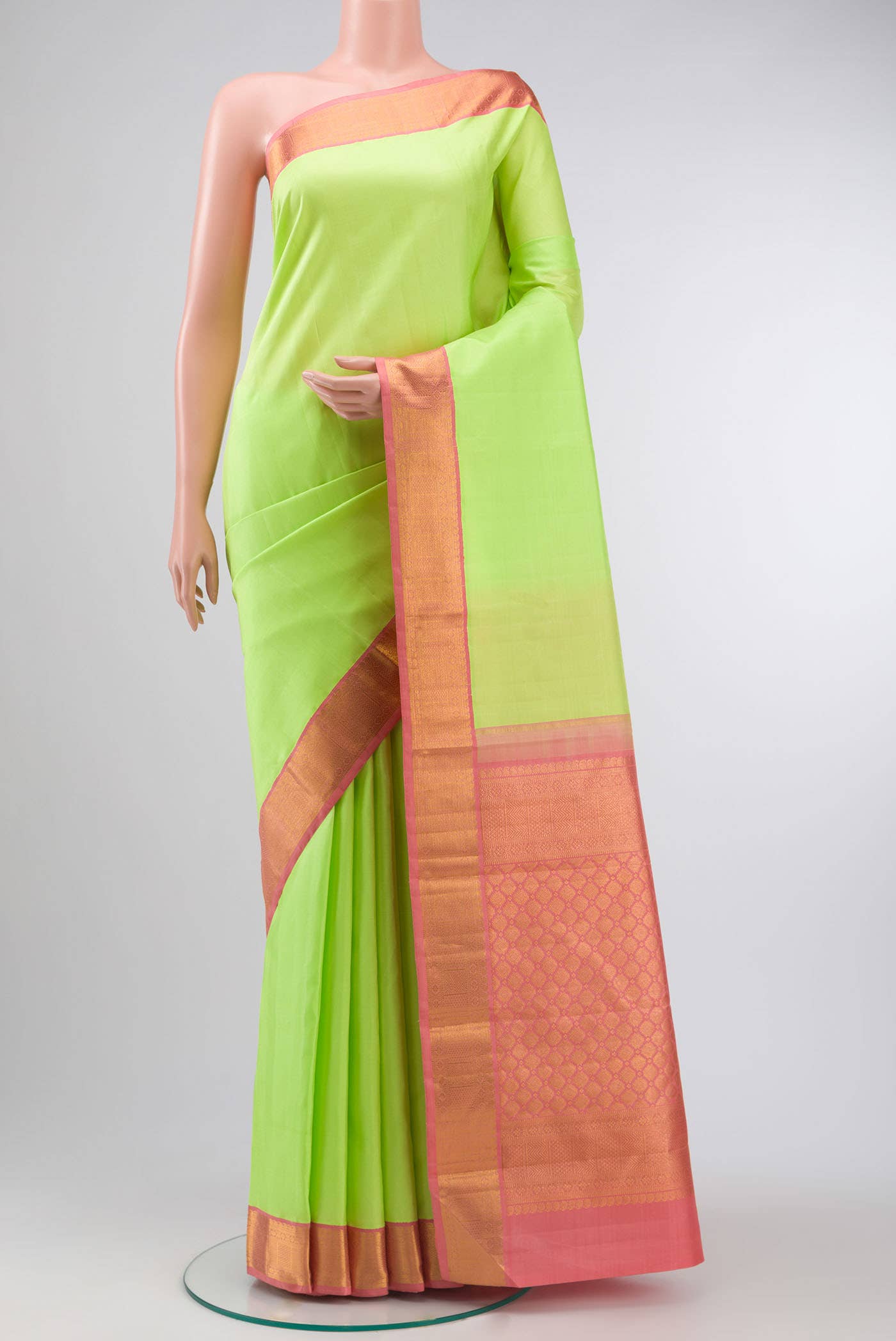 Parrot Green Kanchipuram Silk Saree