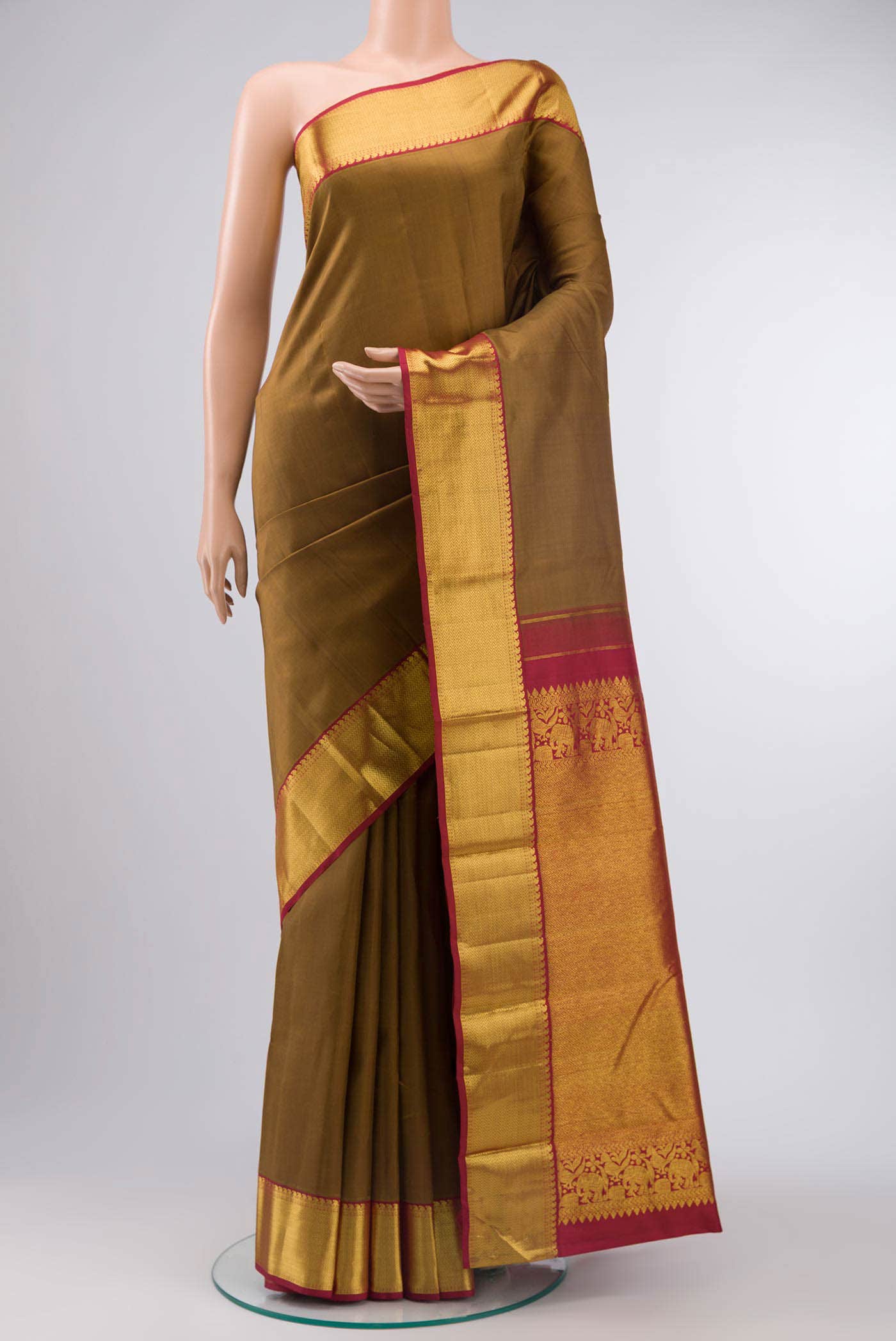 Brown Kanchipuram Silk Saree