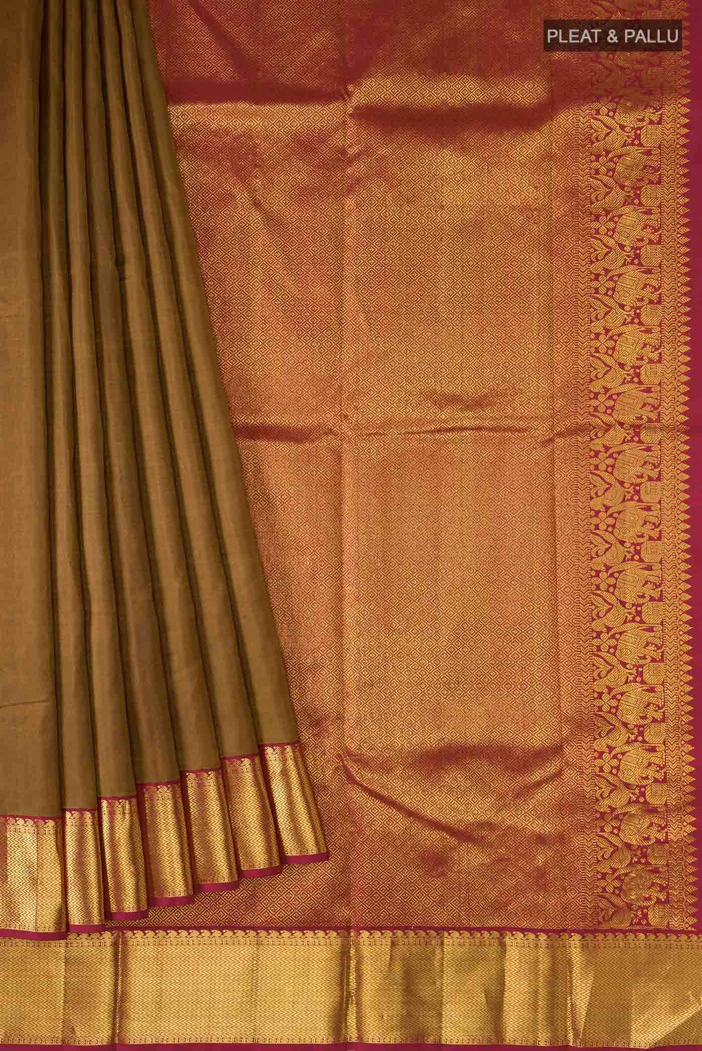 Brown Kanchipuram Silk Saree