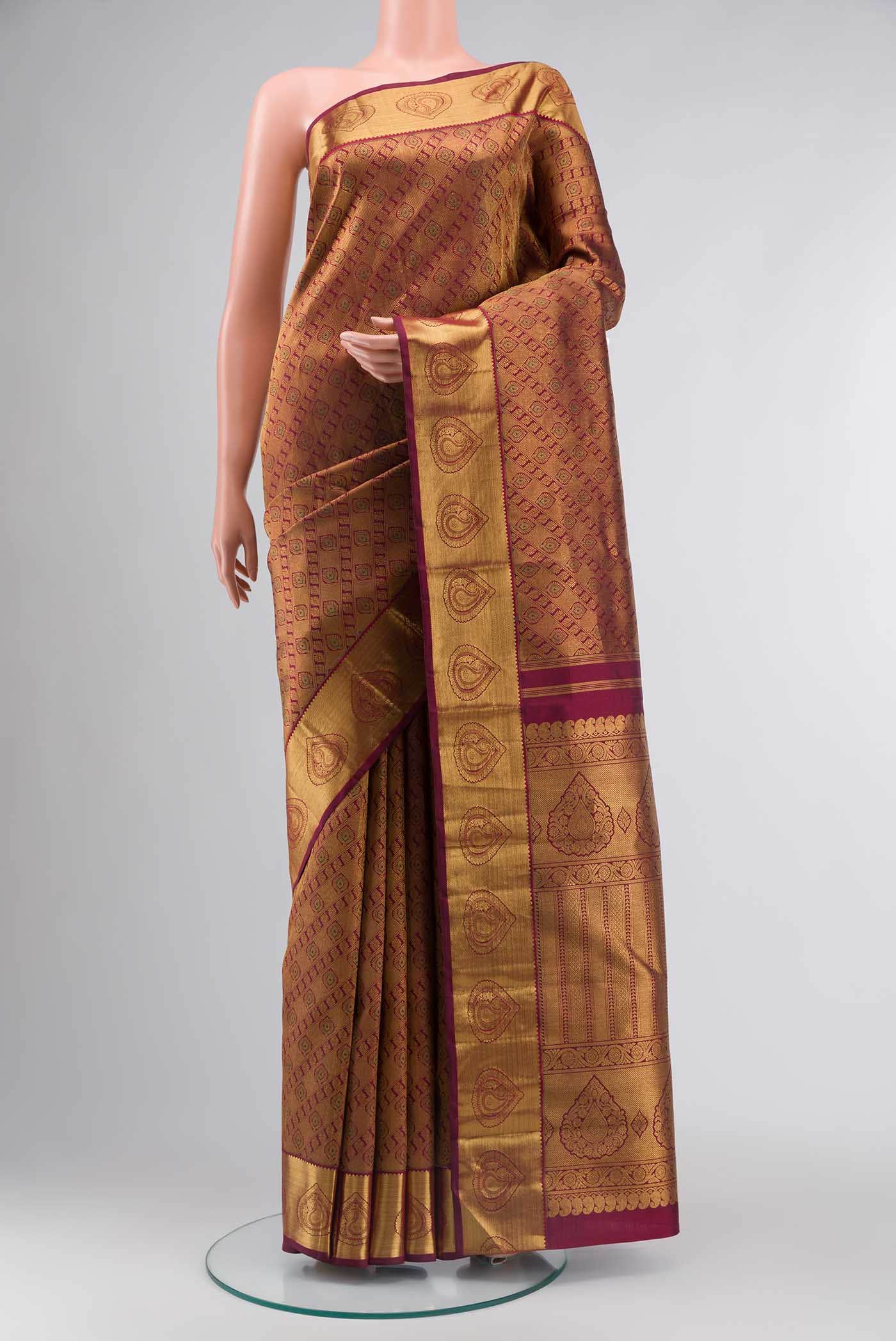 Pure Silk Pure Zari Maroon Kanchipuram Saree