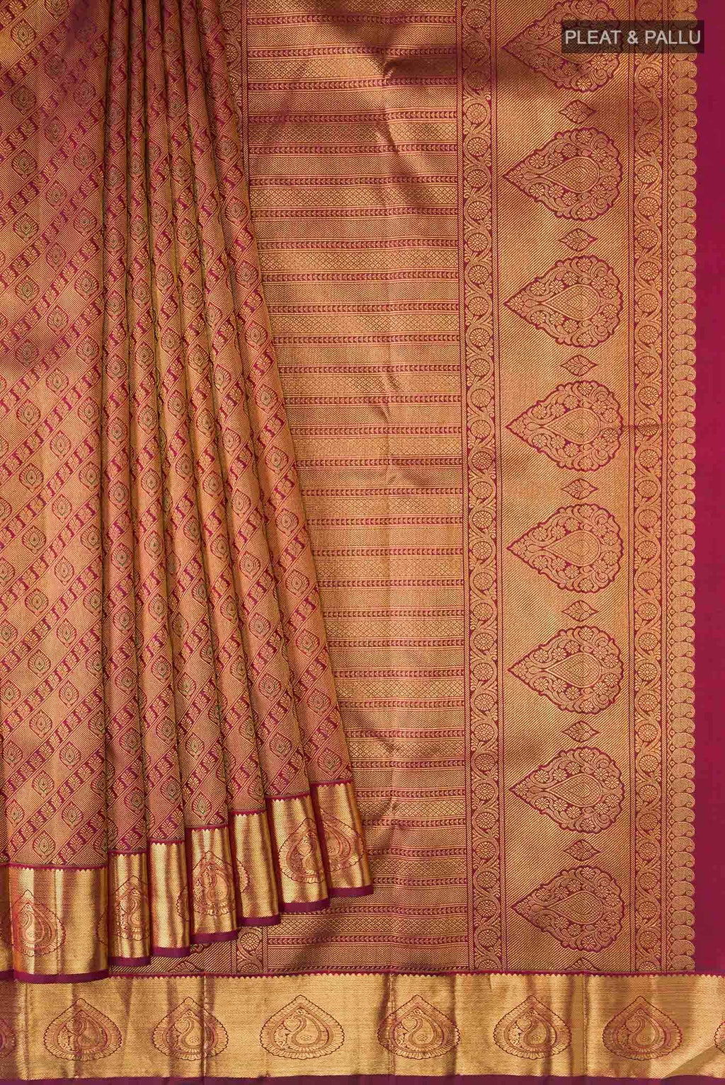 Pure Silk Pure Zari Maroon Kanchipuram Saree