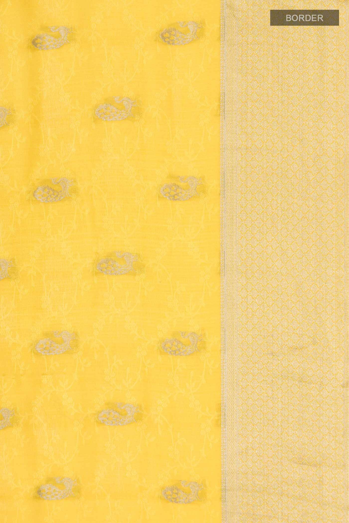 Yellow Mysore Crepe Saree